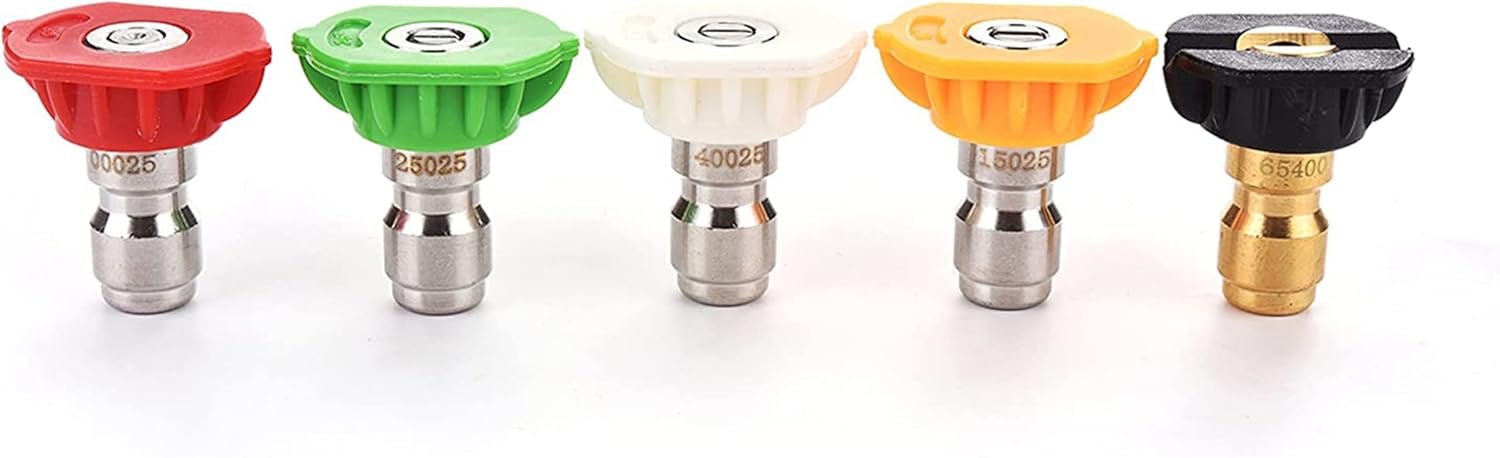 Pressure Washer Spray Nozzle Tips Multiple Degrees, 1/4 inch 5-Pack 2.5 GPM