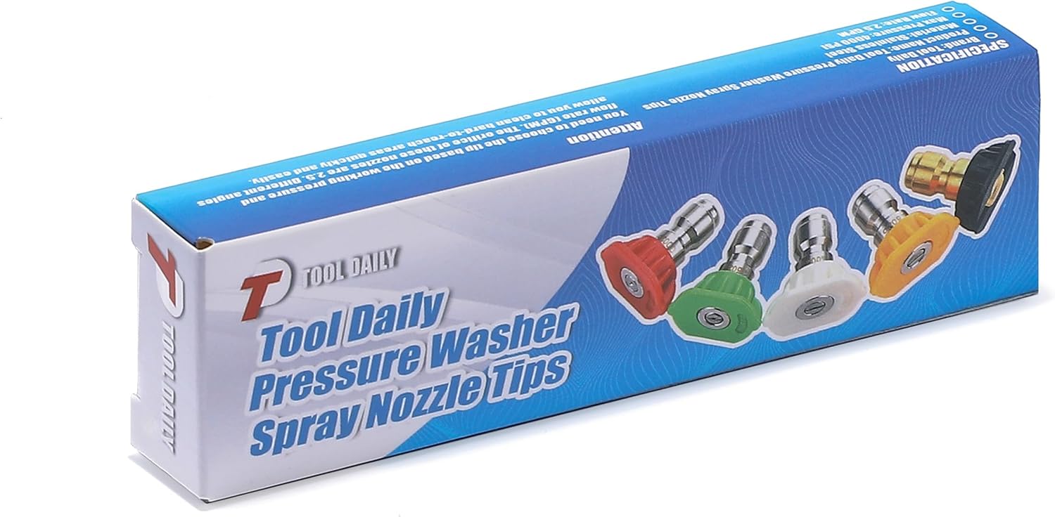 Pressure Washer Spray Nozzle Tips Multiple Degrees, 1/4 inch 5-Pack 2.5 GPM