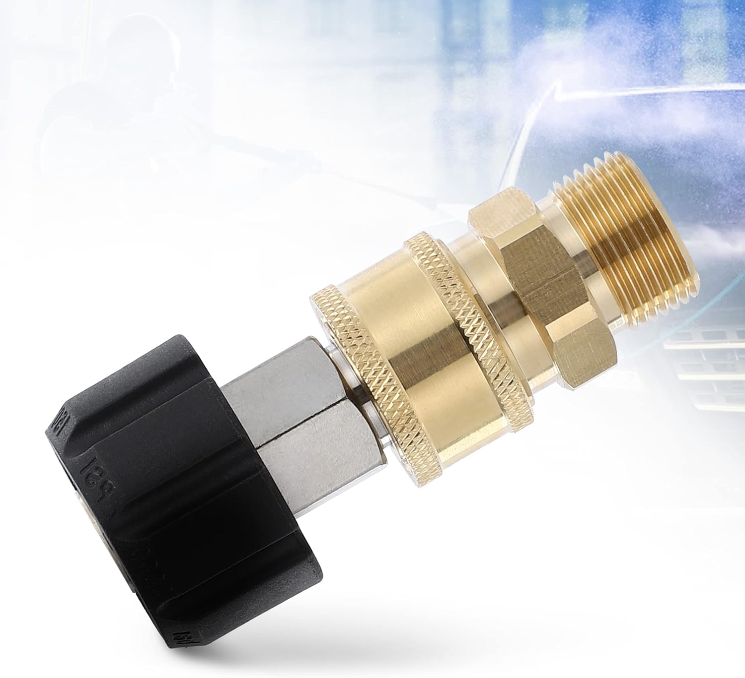 Pressure Washer Adapter Set, Quick Connect Kit, Metric M22 15mm Female to M22 Male Fitting, 5000 PSI, 4 Pcs