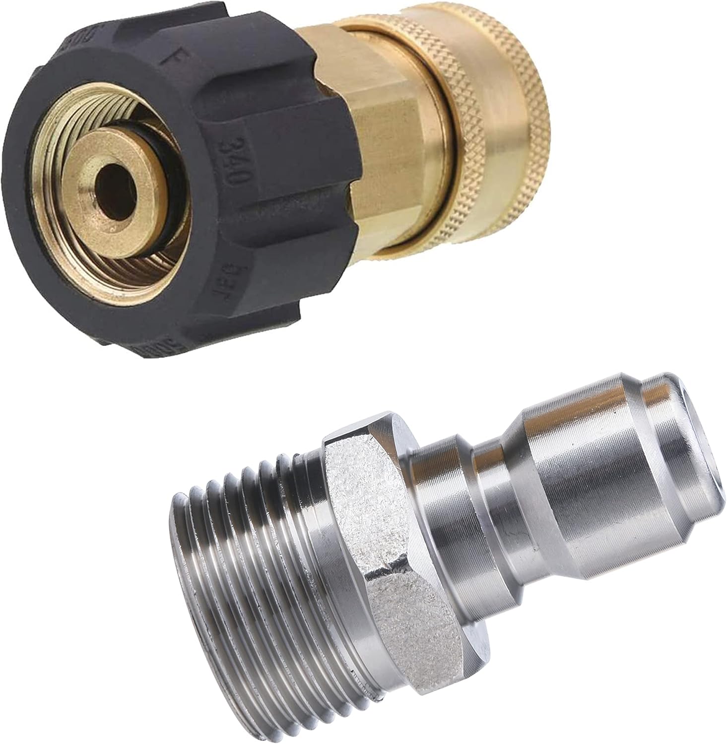 Pressure Washer Adapter, 3/8 Inch Quick Connect Kit, M22 14mm to M22 Metric Fitting, 5000 PSI