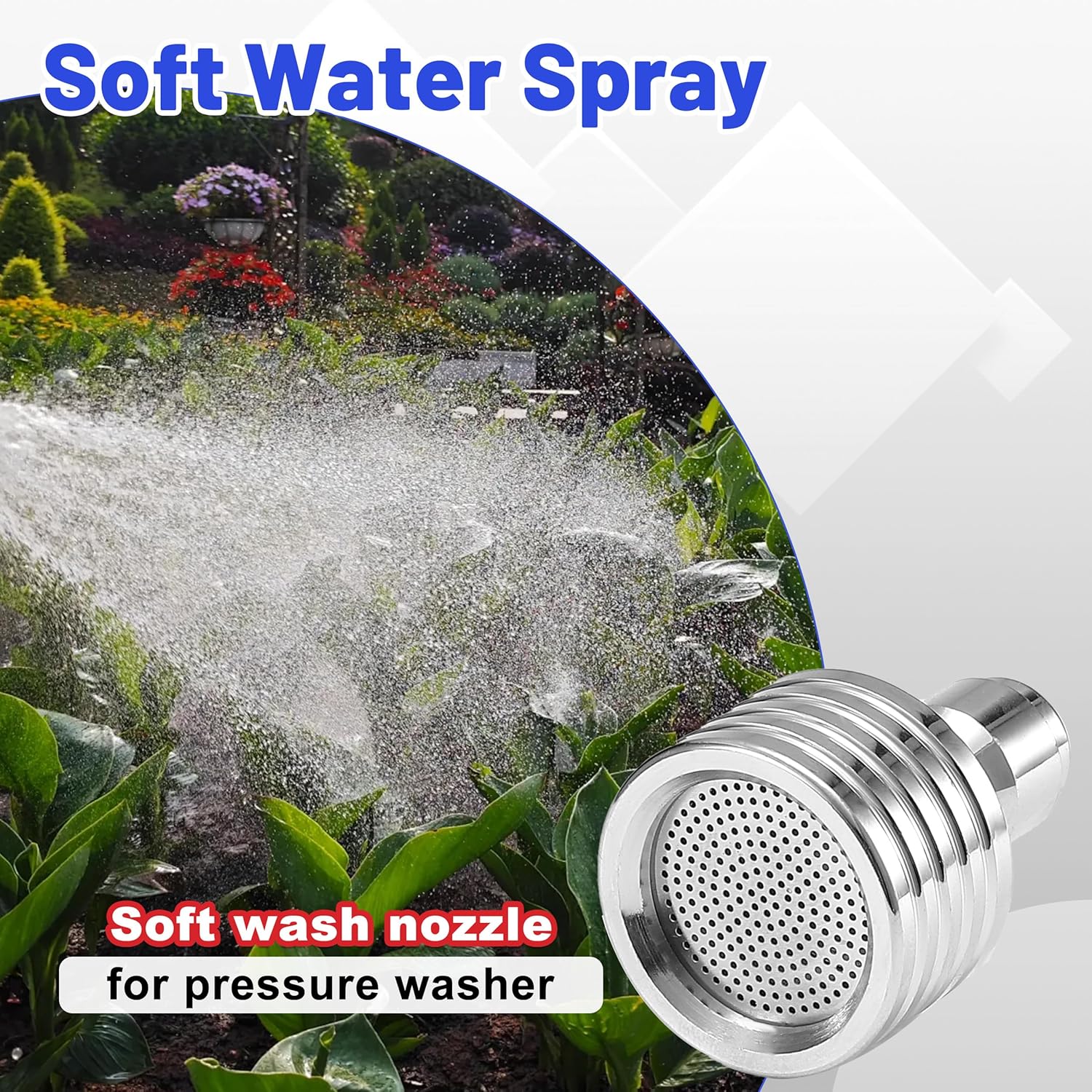 Pressure Washer Nozzle Tips for Soft Wash, Shower Nozzle for Pressure Washing with 1/4” Quick Connector, Stainless Steel Power Washer Shower Sprinkler for Car Washing and Gardening, 2 Pack