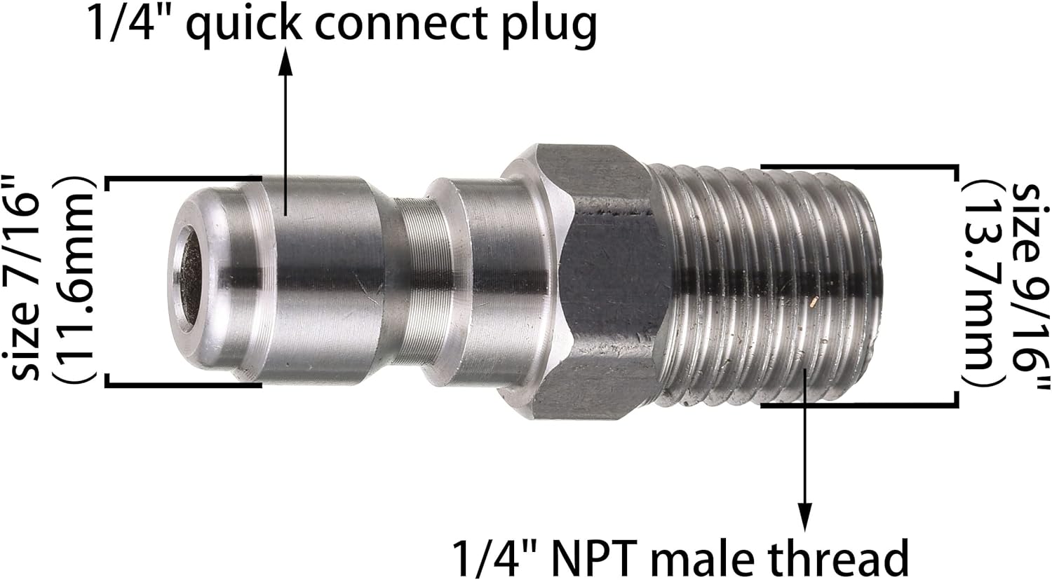 Pressure Washer Coupler, Quick Connect Plug, 1/4 Inch Male NPT Fitting, 5000 PSI, 2-Pack