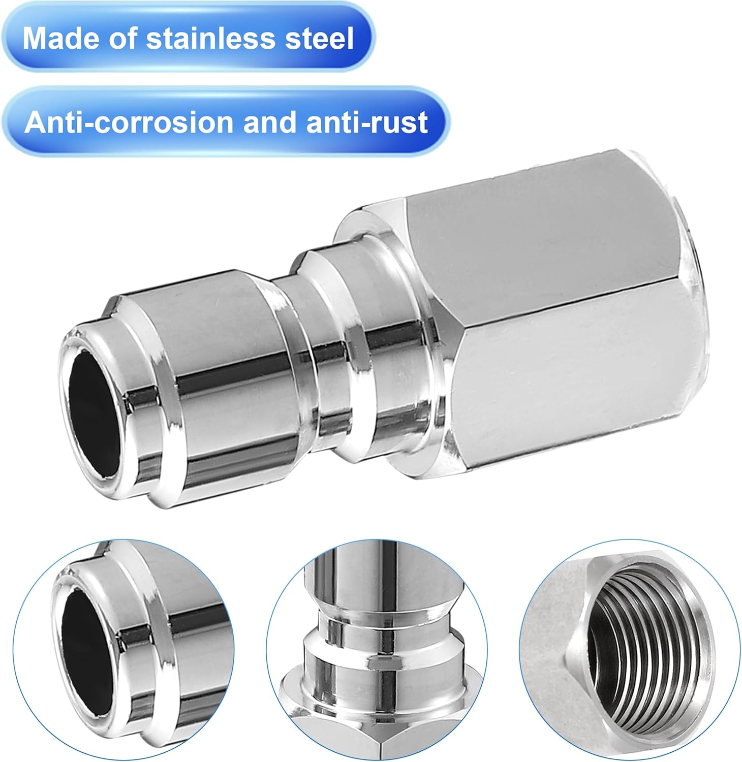 Pressure Washer Coupler, 1/4 Inch Quick Connect Plug to 1/4 Inch Female NPT Fitting, 5000 PSI, 2-Pack