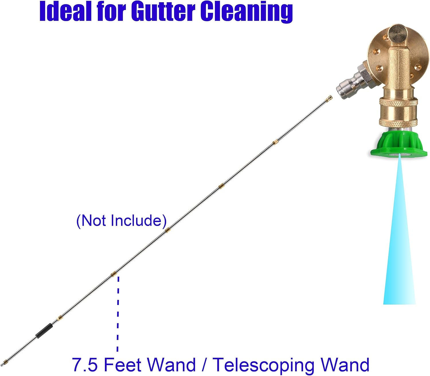 Pivoting Coupler for Pressure Washer Tips, Gutter Cleaner Attachment, 1/4 Inch Quick Disconnect, 240 Degree, 4500 PSI