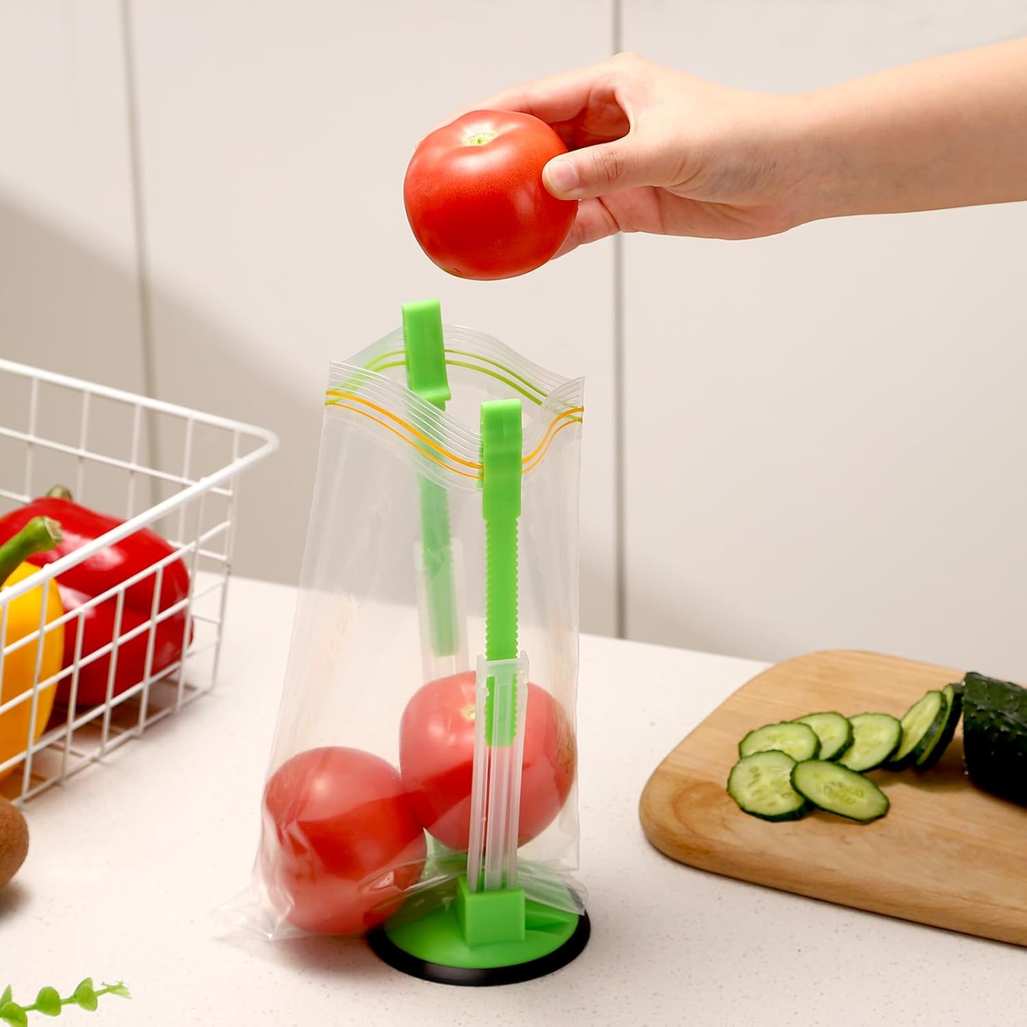 Baggy Rack Holder for Food Meal Prep,Plastic Freezer Bag Holder Stand for Filling, Adjustable Food Storage Bag Holders,Gallon Bag Holder Pack of 4