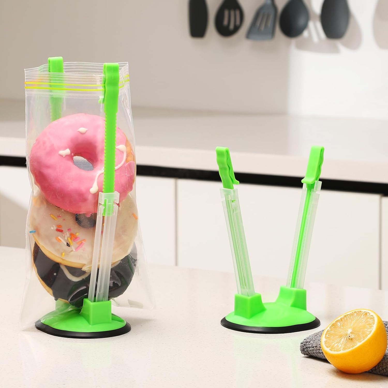 Baggy Rack Holder for Food Meal Prep,Plastic Freezer Bag Holder Stand for Filling, Adjustable Food Storage Bag Holders,Gallon Bag Holder Pack of 4