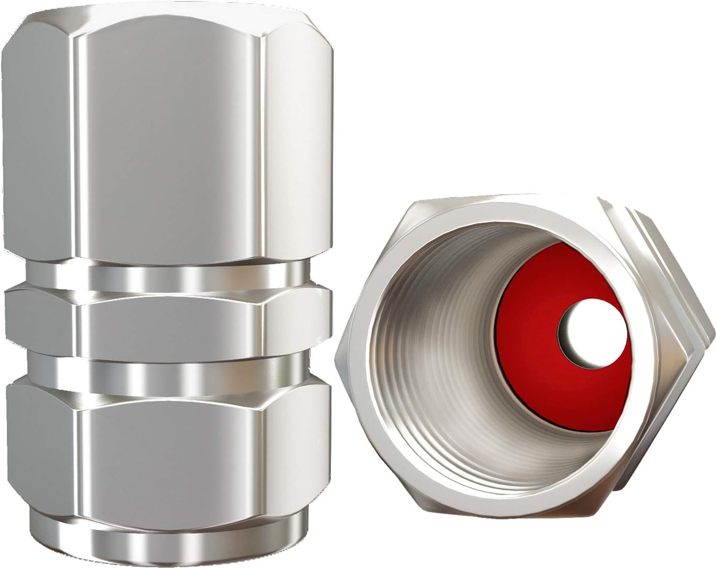 Tire Valve Caps 12 Pack Heavy-Duty Stem Covers | Dust Proof, with O Rubber Seal | Hexagon Design | Outdoor, All-Weather, Leak-Proof Air Protection | Light-Weight Universal Aluminum Alloy Silver