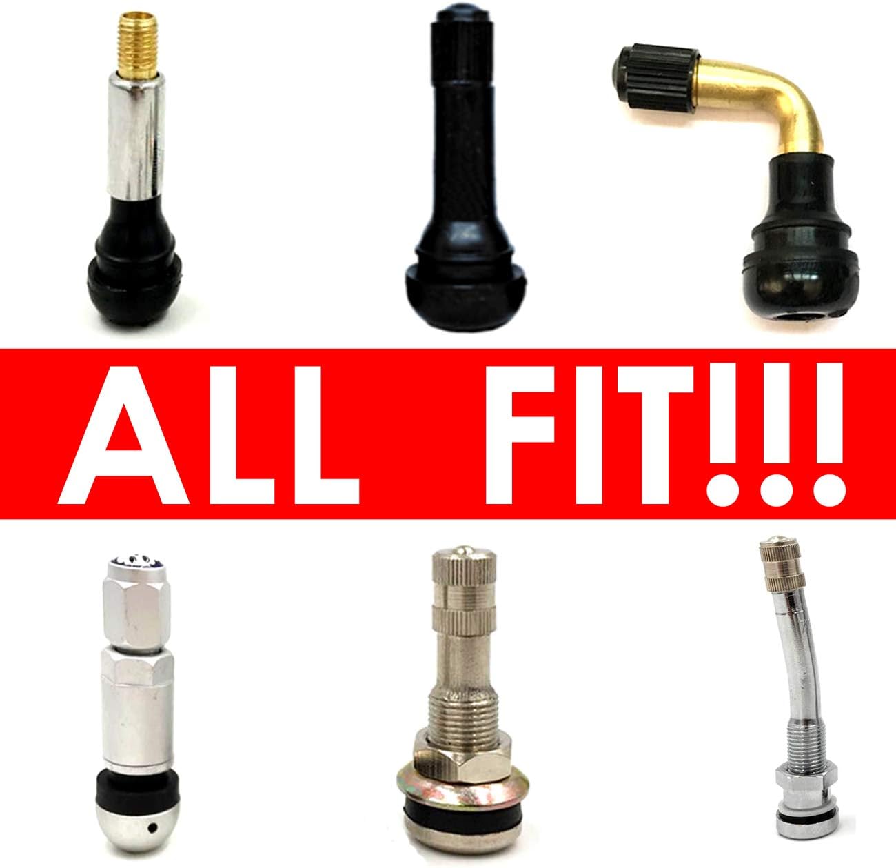 Brass 8 Pack Tire Valve Caps Silver, Premium Metal Rubber Seal Tire Valve Stem Caps, Dust Proof Covers Universal fit for Cars, SUVs, Bike and Bicycle, Trucks, Motorcycles