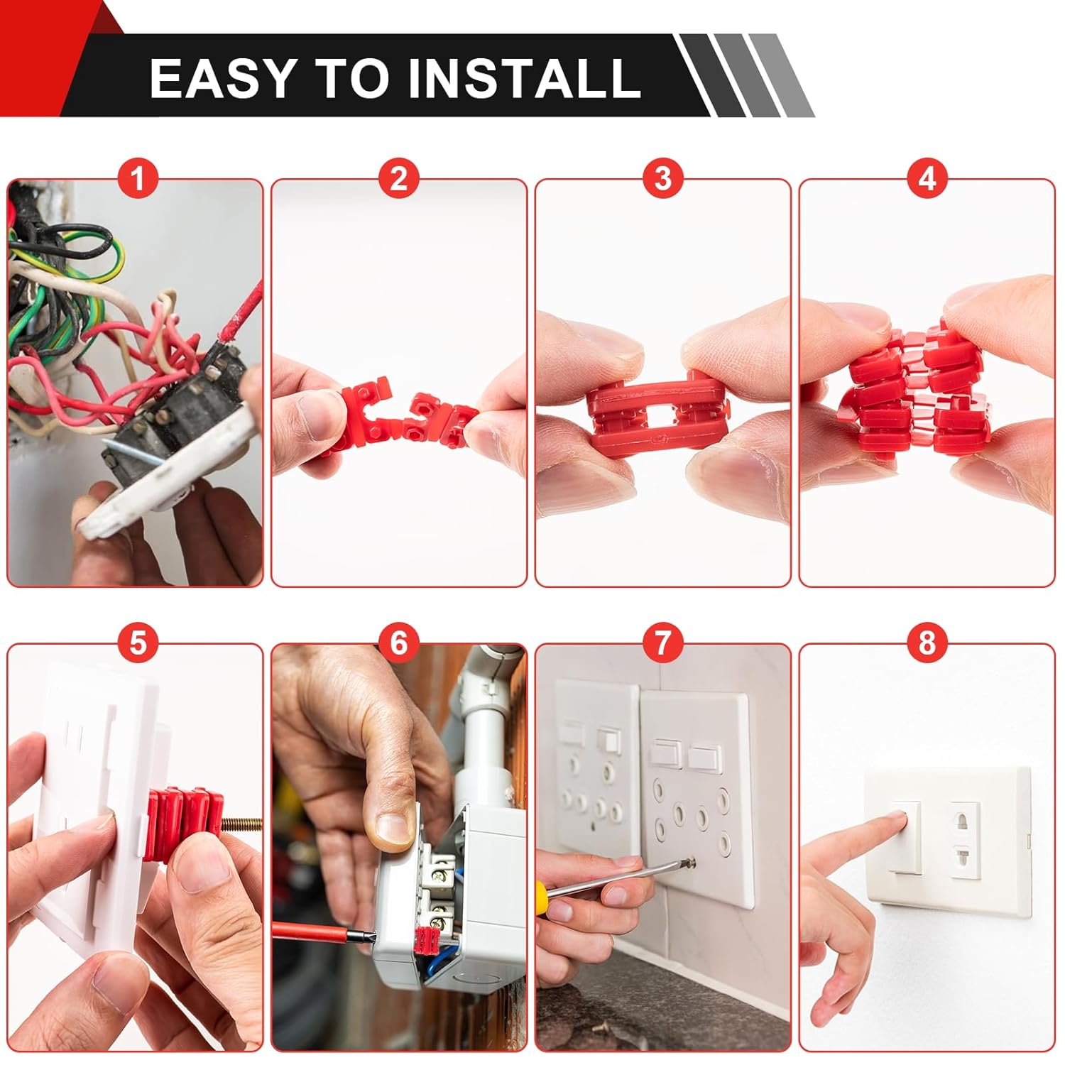 Outlet Spacers for Electrical Box, 48 PCS Spacers for Box Extender Kit, Plastic Wall Plate Spacer, Tile Backsplash Shims for Loose Outlet/Switch Repair Stackable