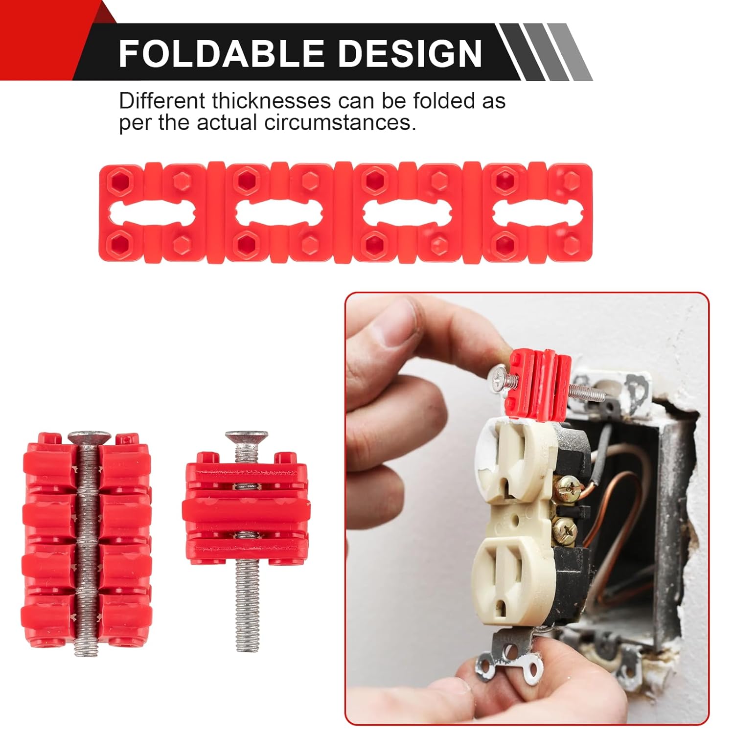 Outlet Spacers for Electrical Box, 48 PCS Spacers for Box Extender Kit, Plastic Wall Plate Spacer, Tile Backsplash Shims for Loose Outlet/Switch Repair Stackable