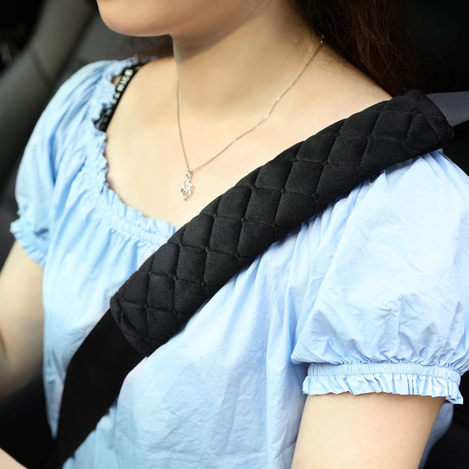 4 Pack Seat Belt Cover Extra Long Seat Belt Pads for Car Soft Comfort Shoulder Strap Covers Harness Pads Helps Protect Your Neck and Shoulder 10.6 Inch,Black