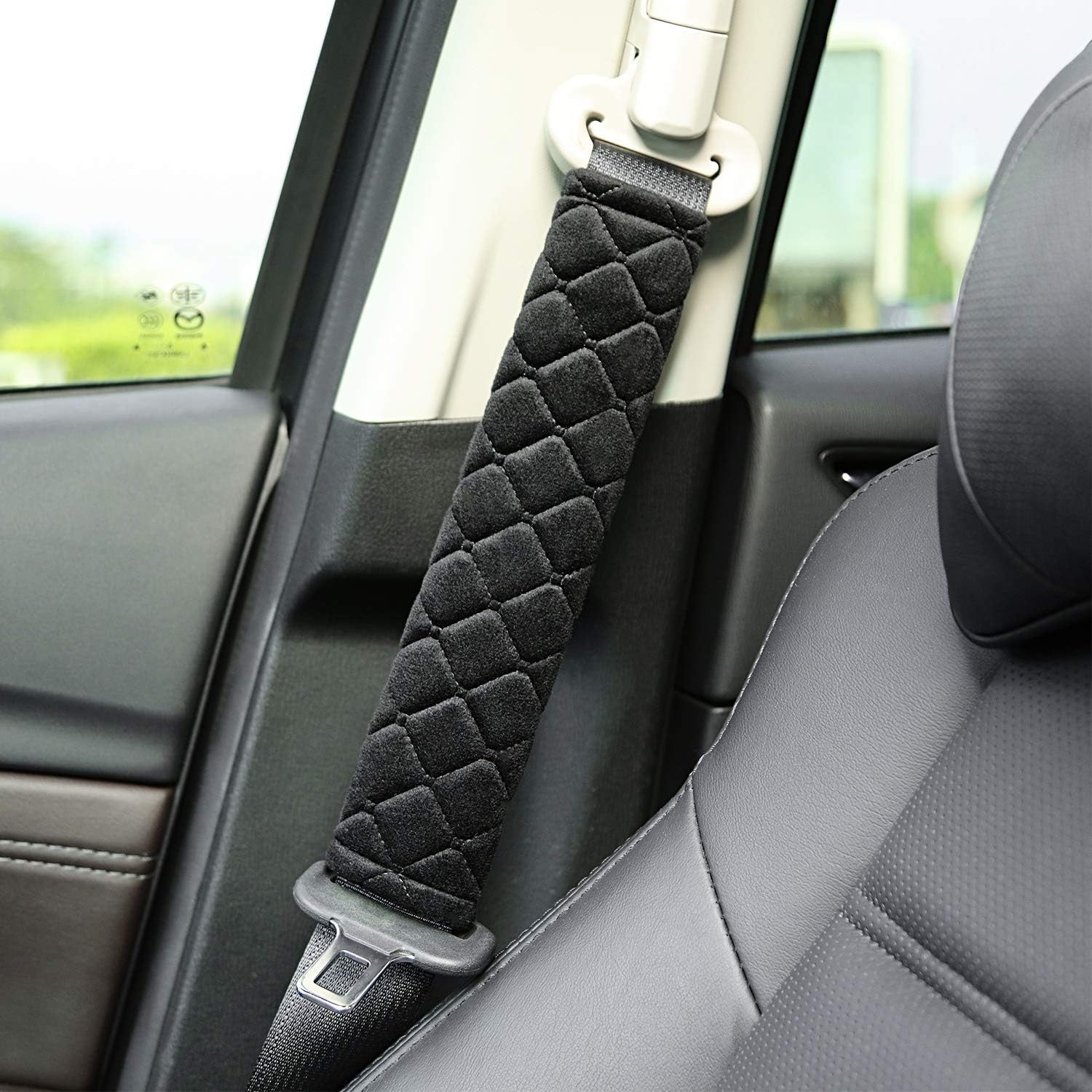 4 Pack Seat Belt Cover Extra Long Seat Belt Pads for Car Soft Comfort Shoulder Strap Covers Harness Pads Helps Protect Your Neck and Shoulder 10.6 Inch,Black