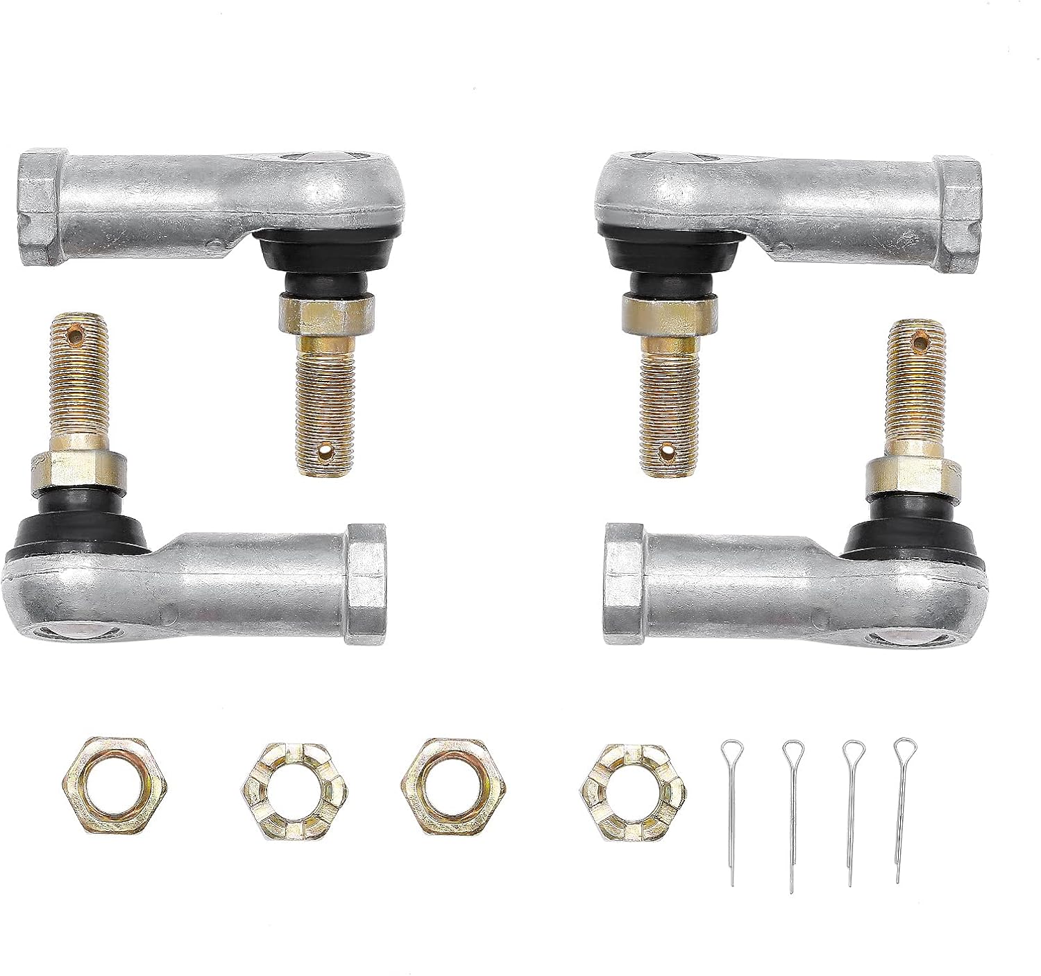Tie Rod End Kit, Ball Joint, Compatible With 2000-2017 Honda Rancher 350/400 / 420 | 03-17 Honda Rincon 650/680 | 1989 1990 Honda pilot 400, Driver Left & Passenger Right Side, 2 Sets