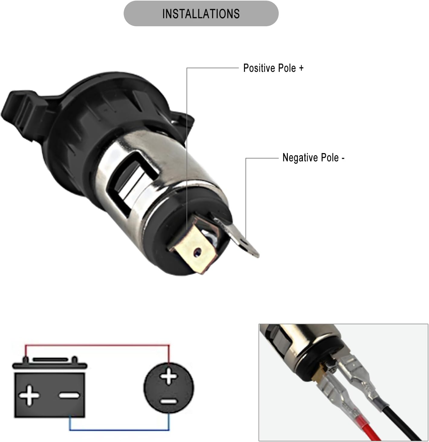 Cigarette Lighter Socket, DC 12V Car Cigarette Lighter,12 Volt Female Power Outlet Socket Replacement with Cover Wiring Harness Waterproof for Automotive Truck RV Boat 2 Pack