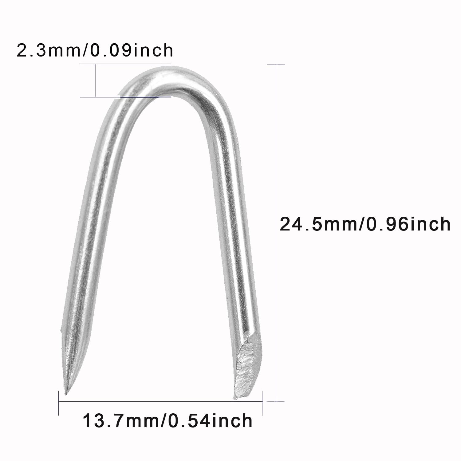 Steel Wire Fencing Staples 200 pcs , Galvanized U-Shaped Fasteners Nails for Wire Mesh and Woven Fencing