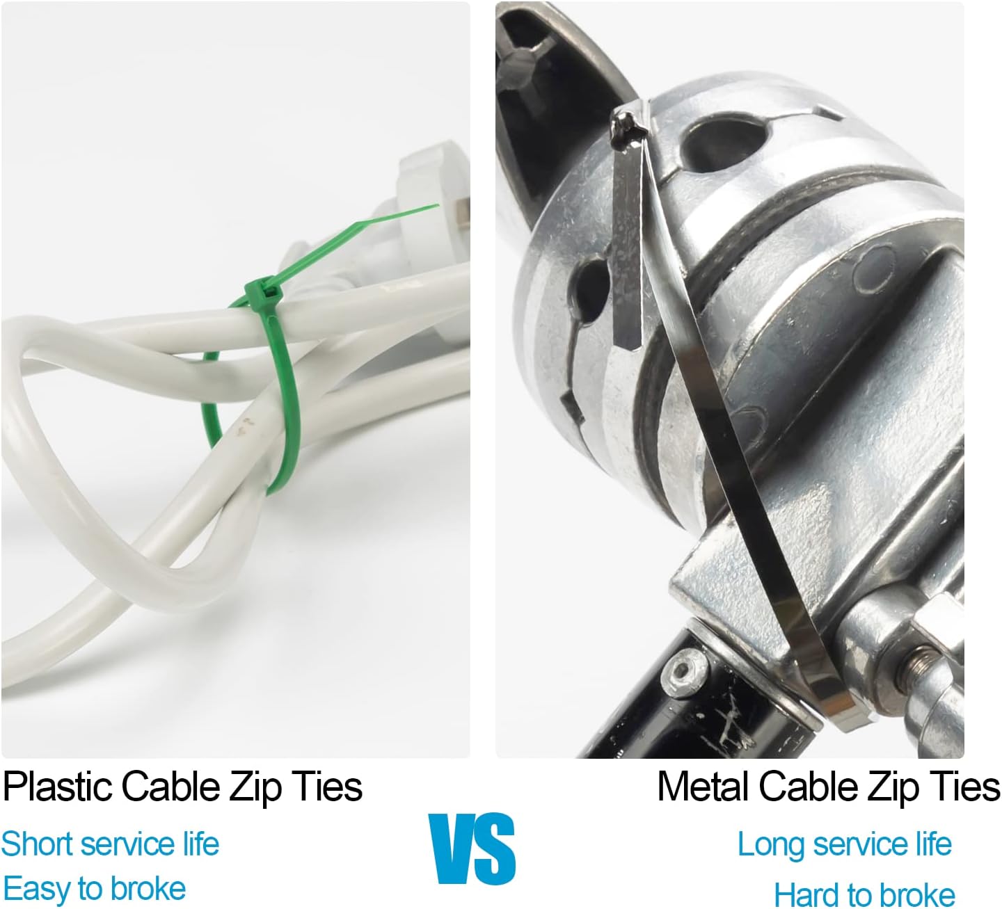 11.8 Inch Metal Zip Ties 200 Pack , 304 Stainless Steel Heavy Duty Zip Ties, 300lbs Tensile Strength, Multi-Purpose Self-locking Cable Ties for Exhaust Wrap, Outdoor and Canopy Etc