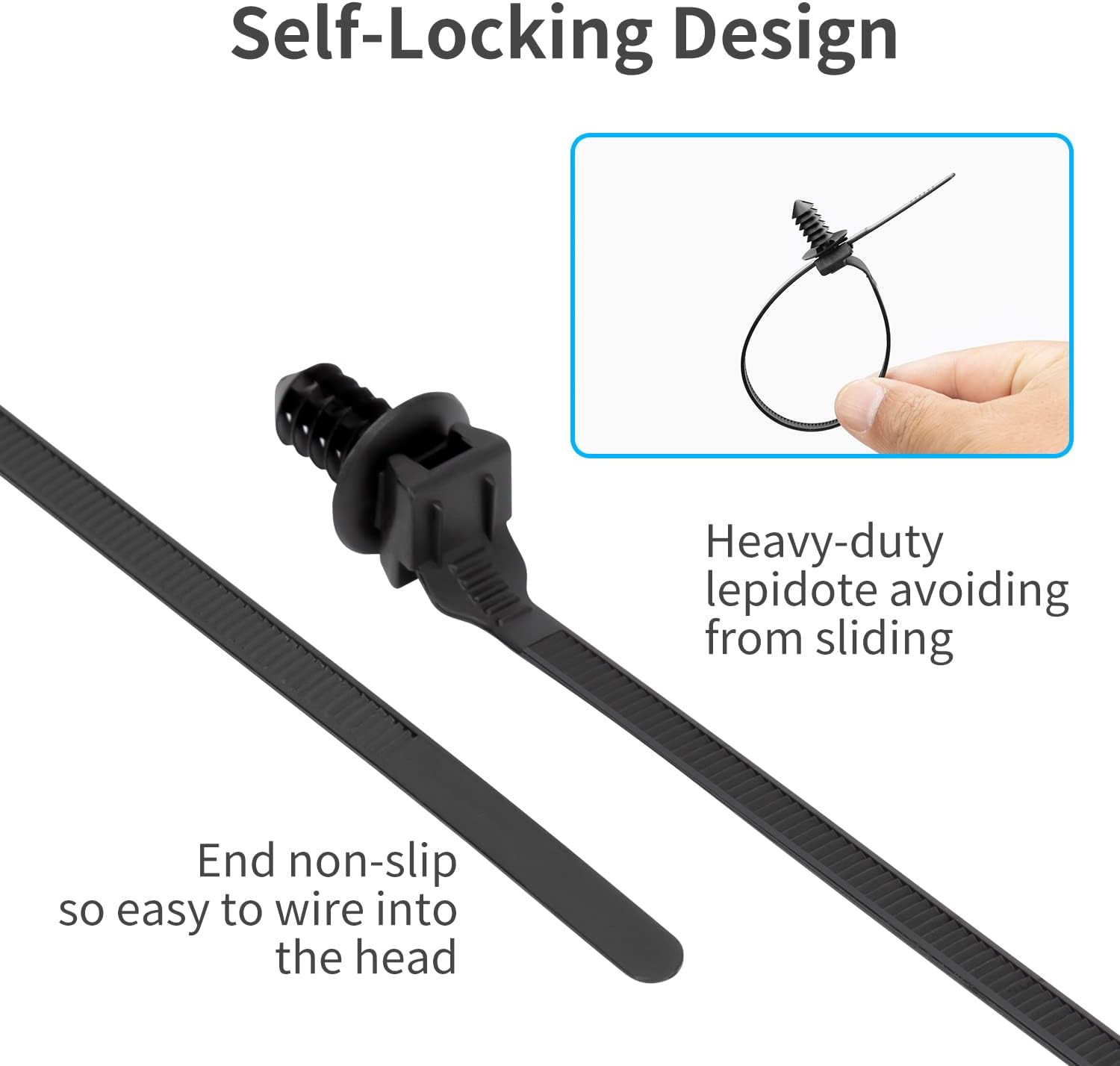 100PCS Fir Tree Nylon Push Mount Zip Ties, Heavy Duty Wire Ties, 2 in 1 Self Locking UV Resistant Assortment for Indoor Wire Tying 8.3"x0.22"
