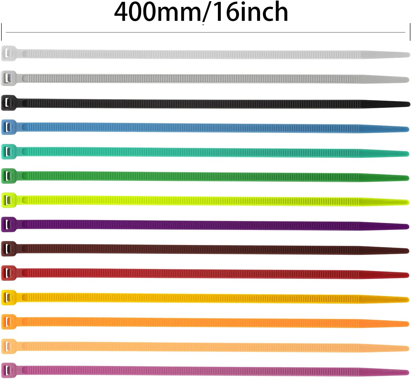 100PCS Cable Zip Ties Heavy Duty, Premium Nylon Plastic Wire Ties with 50 Pounds Tensile Strength, Self-Locking Black Nylon Zip Ties for Indoor and Outdoor 16 inch, Brown