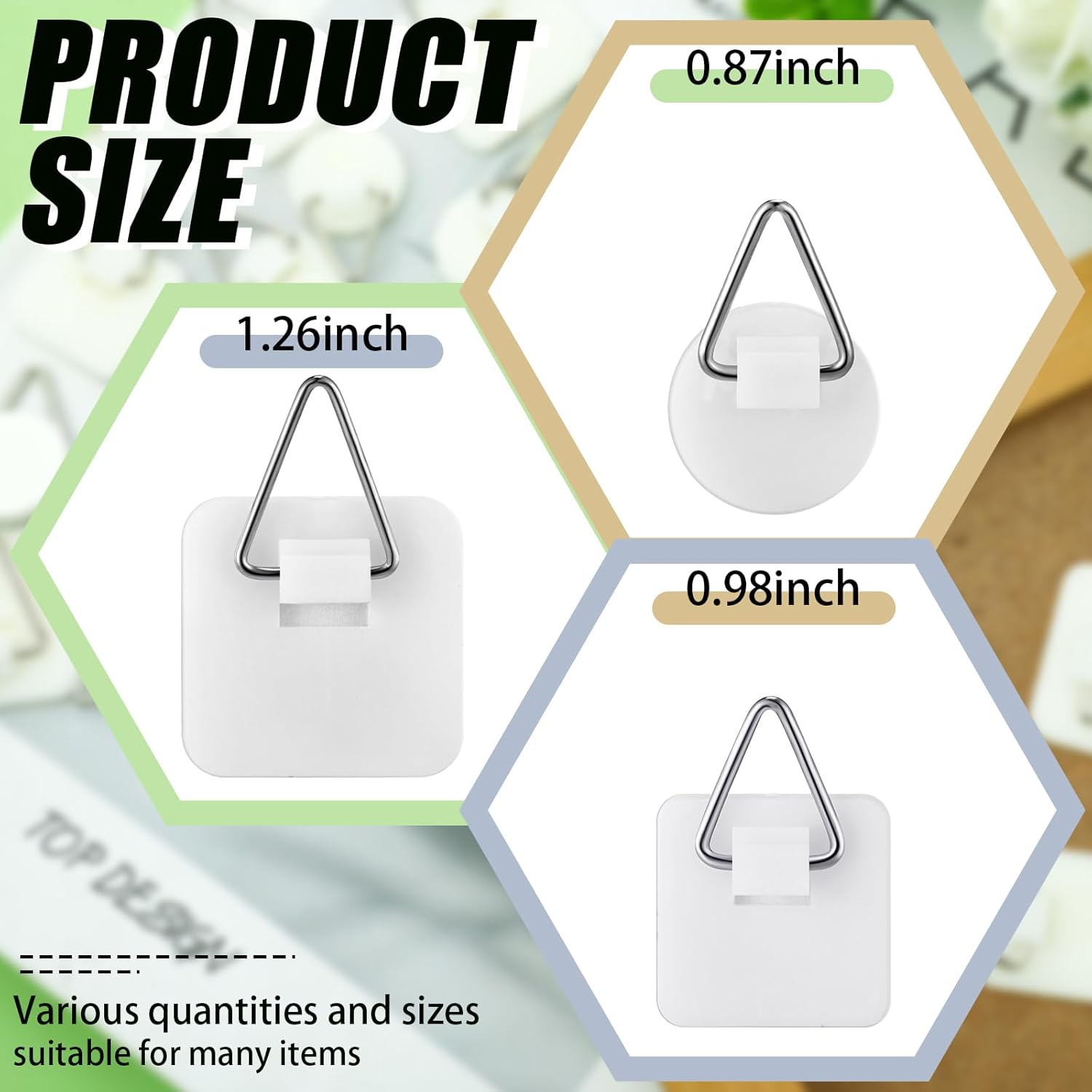 45 Pcs Adhesive Picture Hanger Foamboard Picture Hanging Hooks Without Nails Plastic Sticky Photo Hooks for Home Wall Art Photo Frame Bathroom Closet Round,Square