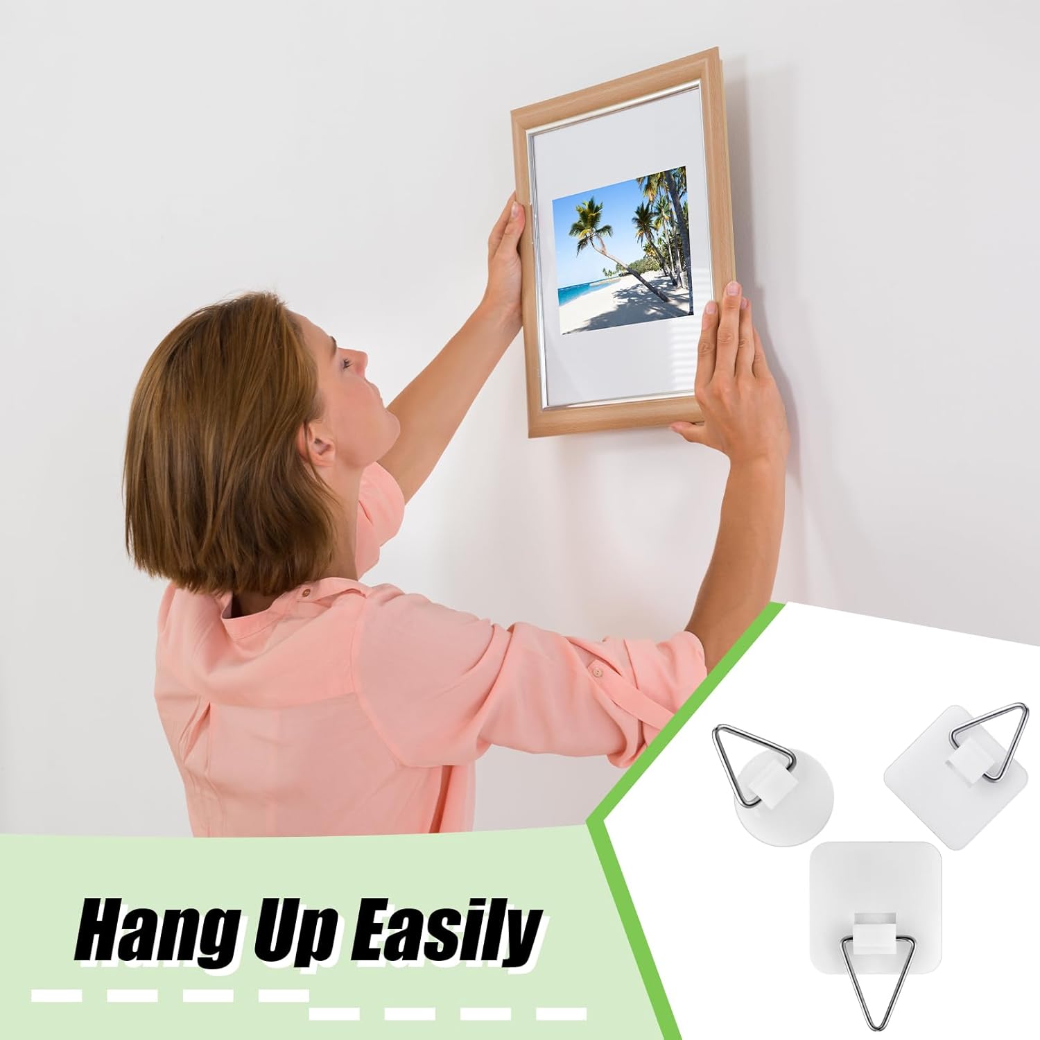 45 Pcs Adhesive Picture Hanger Foamboard Picture Hanging Hooks Without Nails Plastic Sticky Photo Hooks for Home Wall Art Photo Frame Bathroom Closet Round,Square