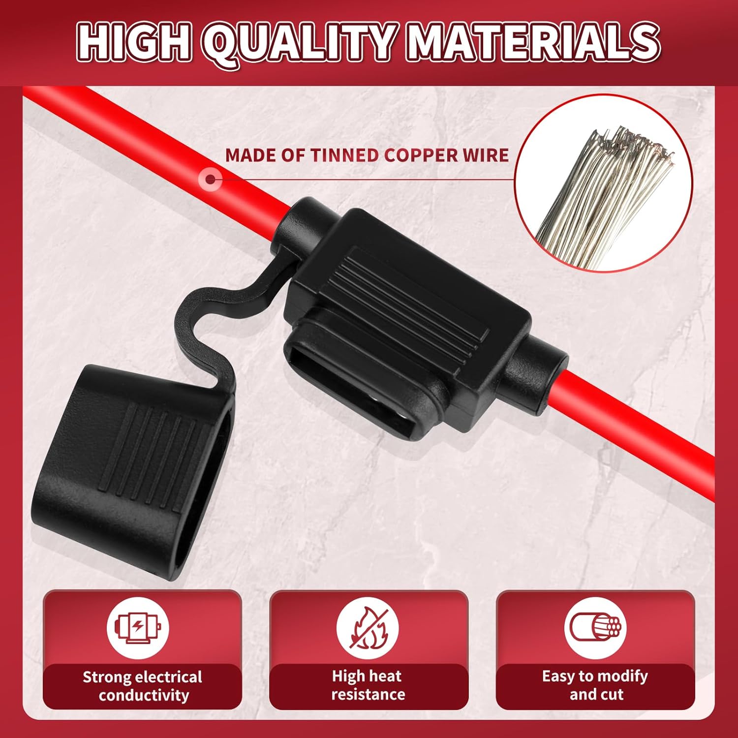 Inline Fuse Holder 12V 2 Pack, Extended Version 12 AWG Waterproof Blade Fuse Holder 13.8 Inch, in Line Fuse Holders 12V with 2 Pcs Standard Car Fuses 30A for Automotive, Marine by