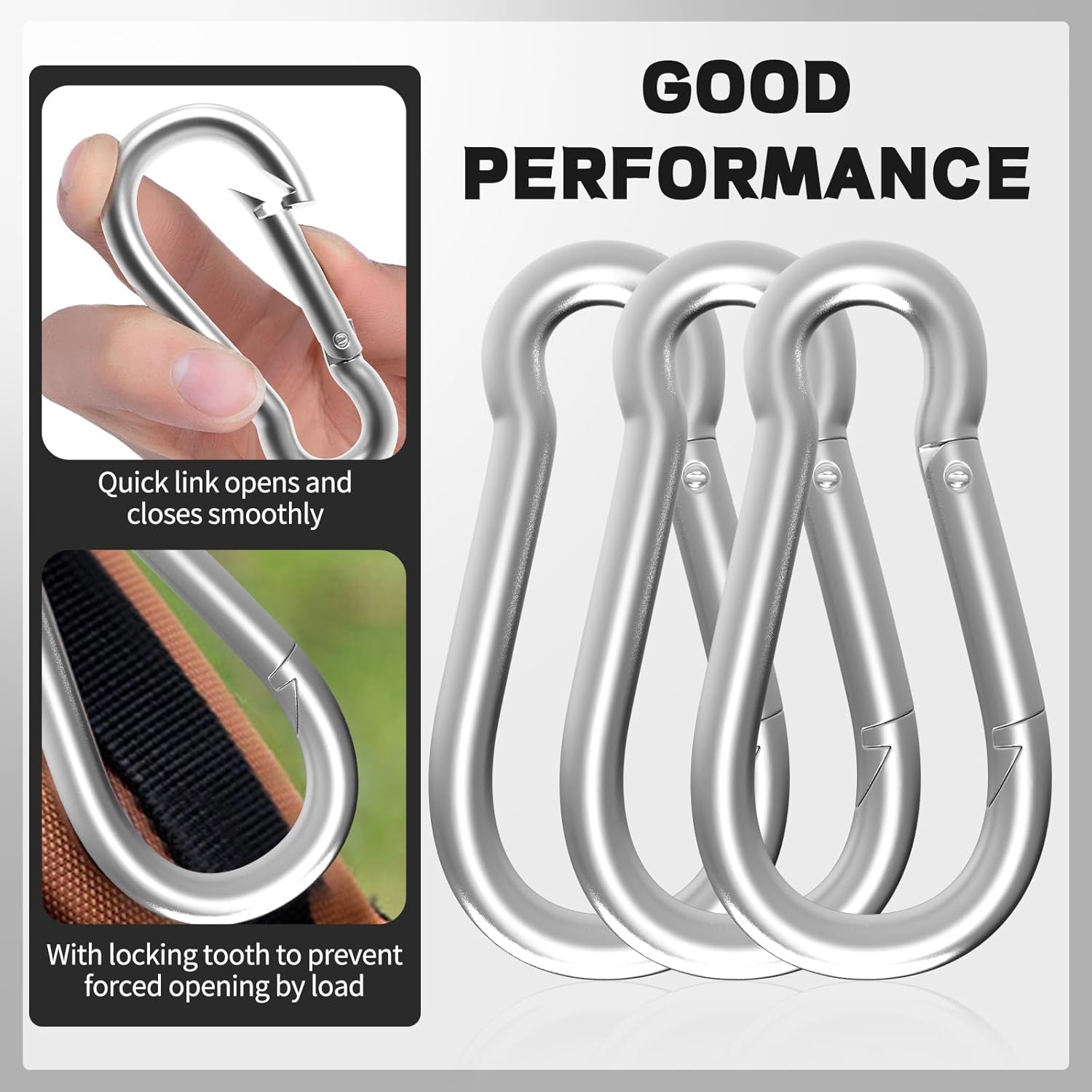 Carabiner, Heavy Duty Galvanized Steel Spring Snap Hook Carabiner Clips with 220LBS Holding Capacity, Ideal for Outdoor, Hammock, Swing and Travel M5 2Inch, 50PCS
