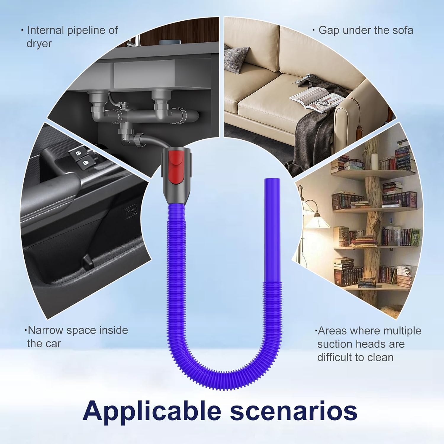 Dryer Lint Vacuum Attachment Compatible with Dyson V15 V12 V11 V10 V8 V7 Gen5 Cordless Vacuum Cleaner, Flexible Dryer Vent Cleaner Kit Lint Removal Tool Purple 【V7V8-V15】Dryer Lint Vacuum Attachment