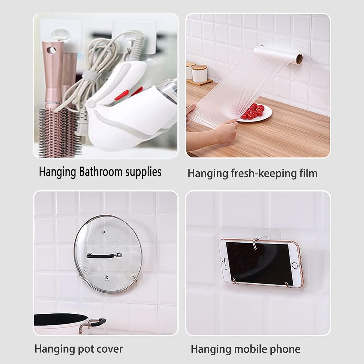 Adhesive Hooks Kitchen Wall Hooks - 24 Packs Heavy Duty 24lb Max Nail Free Transparent,Waterproof,Sticky Stainless Hangers for Keys,Bathroom, Shower, Outdoor, Kitchen,Door,Home Improvement,Utility