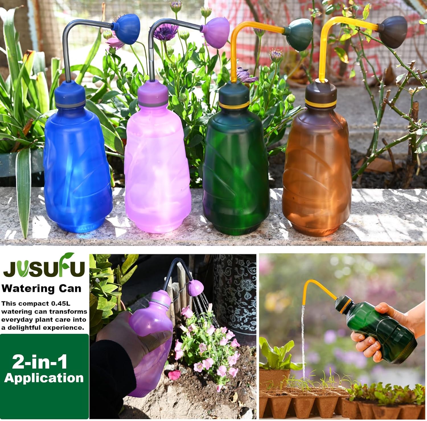 Watering Can for Seedlings, Small Watering Can for House Plant Garden Flower 15oz/0.45l Blue