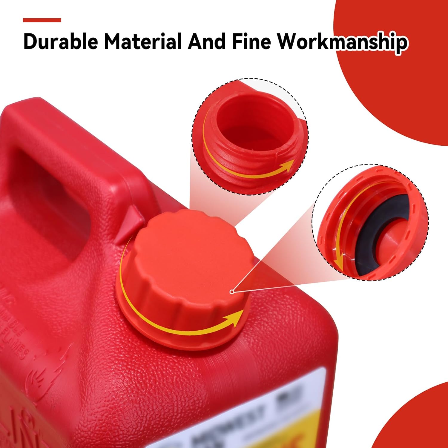 5 Gallon Gas Can Cap Replacement, Coarse Thread Gas Cap for Gasoline, Portable Gas Tank Lid for 5+ Gallon Plastic and Metal Gas Cans, Includes Spout Replacement Old Style Pack of 4