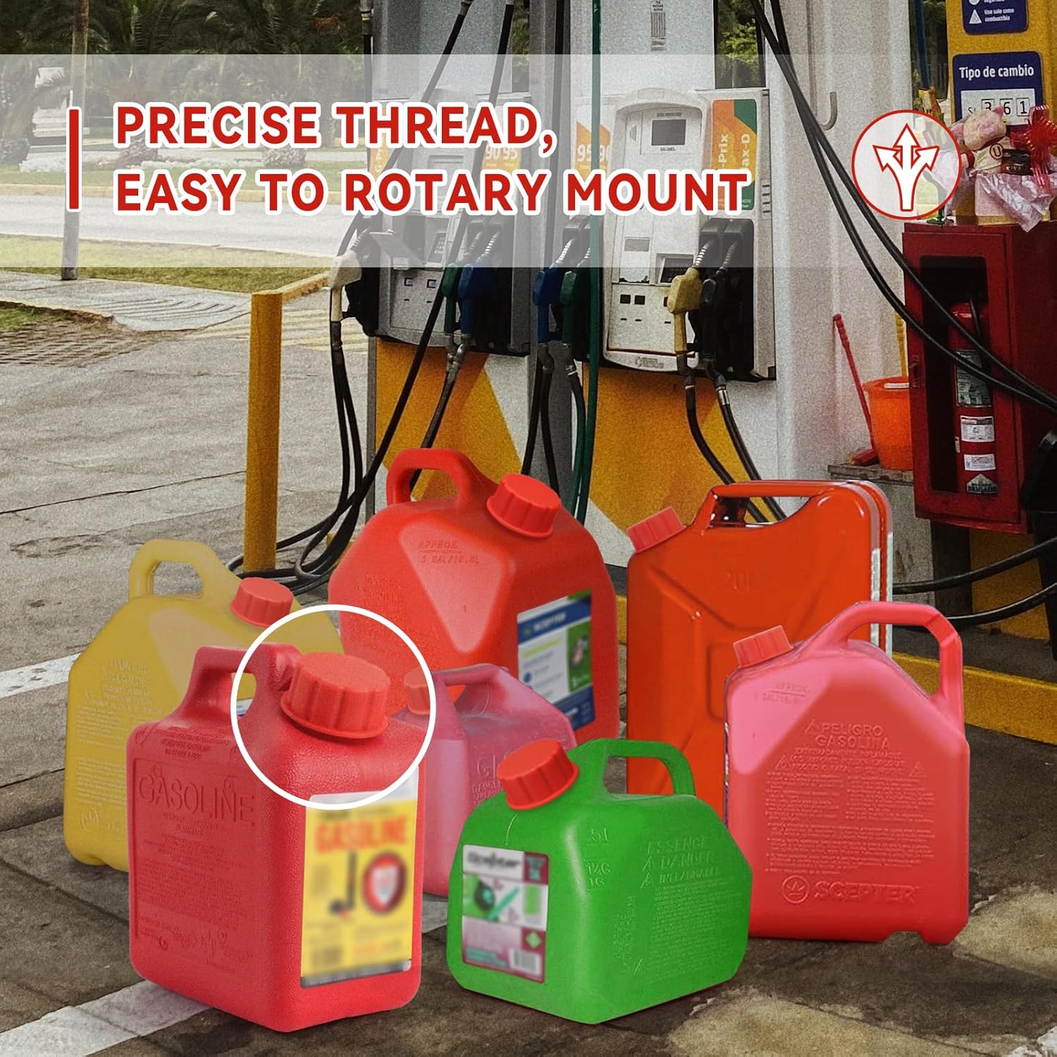 5 Gallon Gas Can Cap Replacement, Coarse Thread Gas Cap for Gasoline, Portable Gas Tank Lid for 5+ Gallon Plastic and Metal Gas Cans, Includes Spout Replacement Old Style Pack of 4