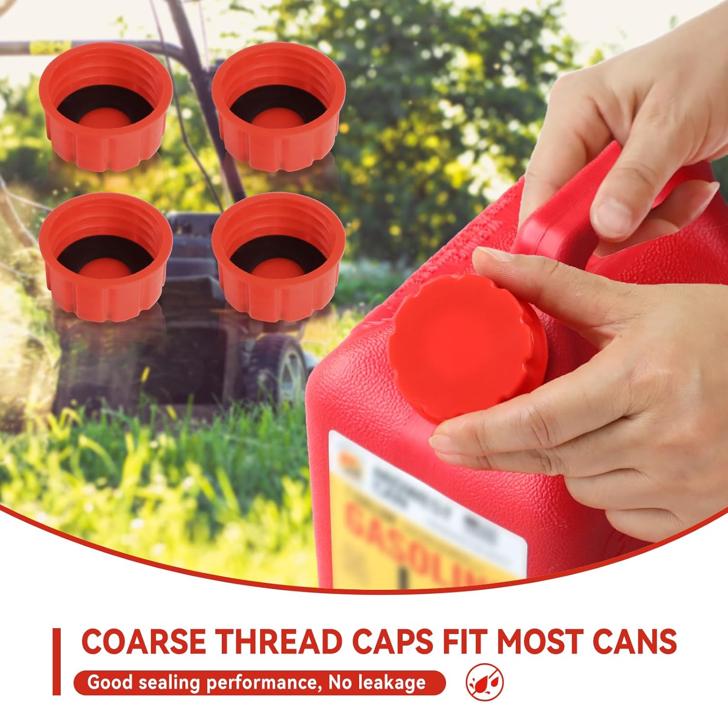 5 Gallon Gas Can Cap Replacement, Coarse Thread Gas Cap for Gasoline, Portable Gas Tank Lid for 5+ Gallon Plastic and Metal Gas Cans, Includes Spout Replacement Old Style Pack of 4