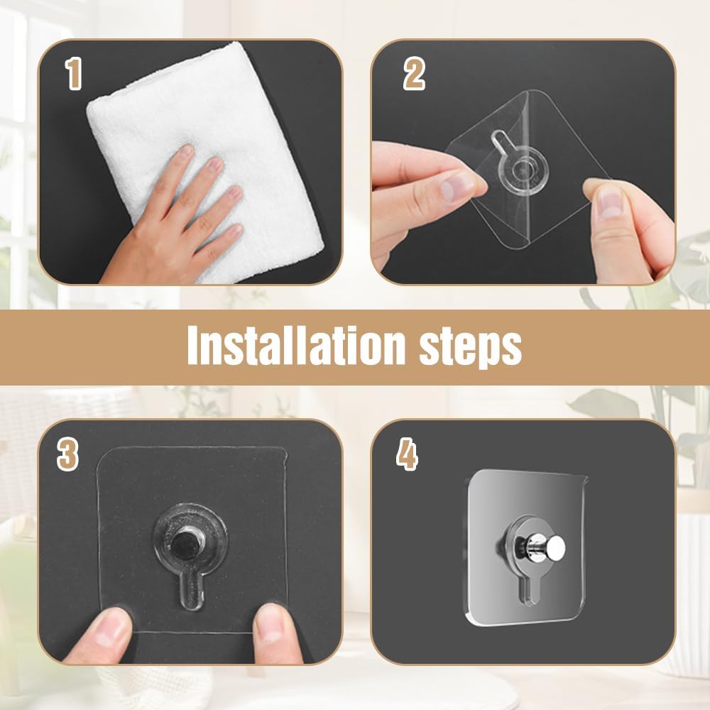 Drill Free Adhesive Hooks,Upgraded Picture Hangers Without Nails,Adhesive Wall Mount Screw Hooks for Hanging,Nail Free Wall Hangers for Kitchen, Bathroom 12 PCS, 2.36 * 2.36 inch