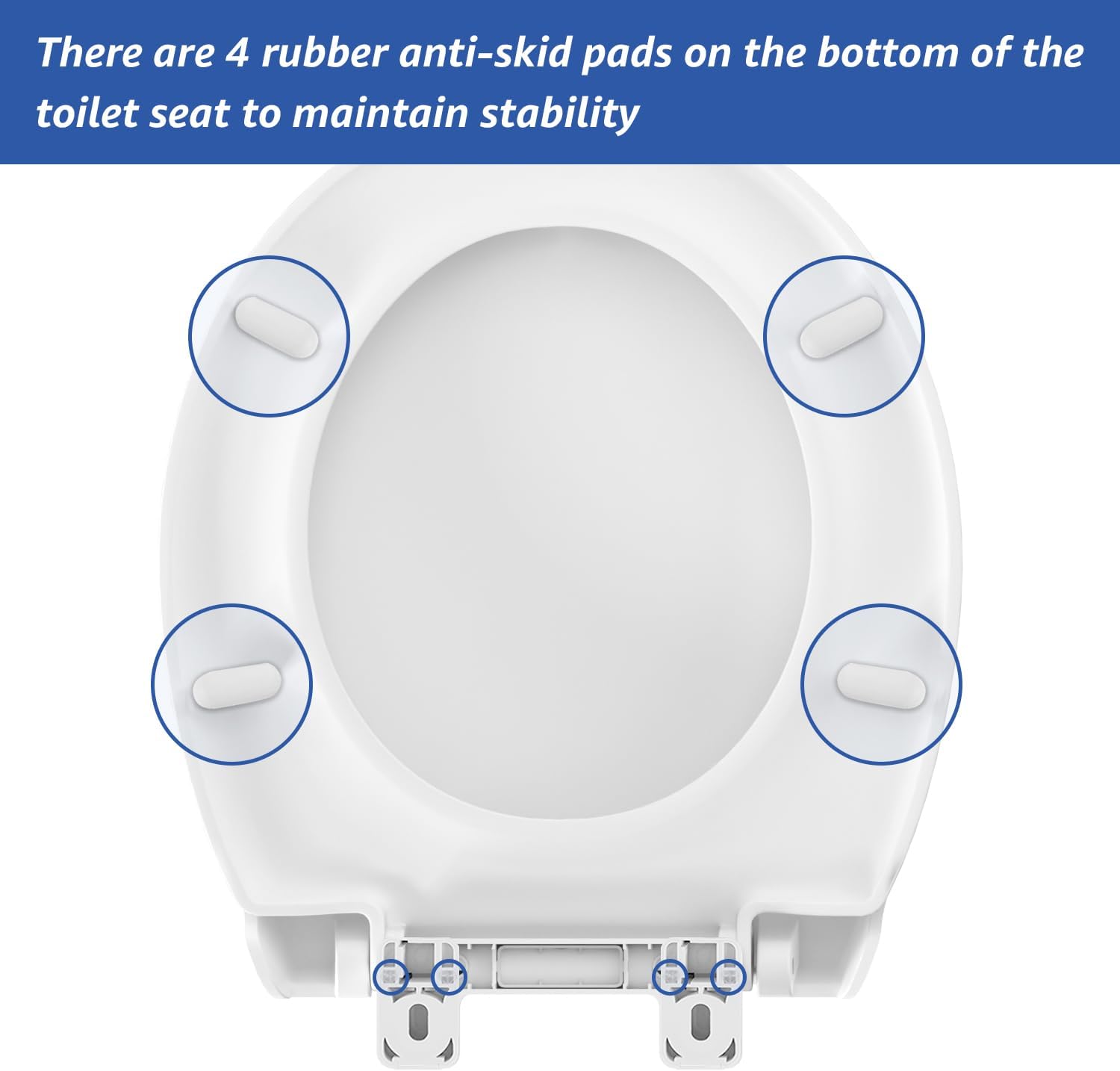 Round Toilet Seat, Standard 16.5” Slow/Soft Close Round Toilet Seat for Round Toilets, No-Slam Quiet-Close Lid, Easy-to-Install, White, Durable Never-Loosen Design