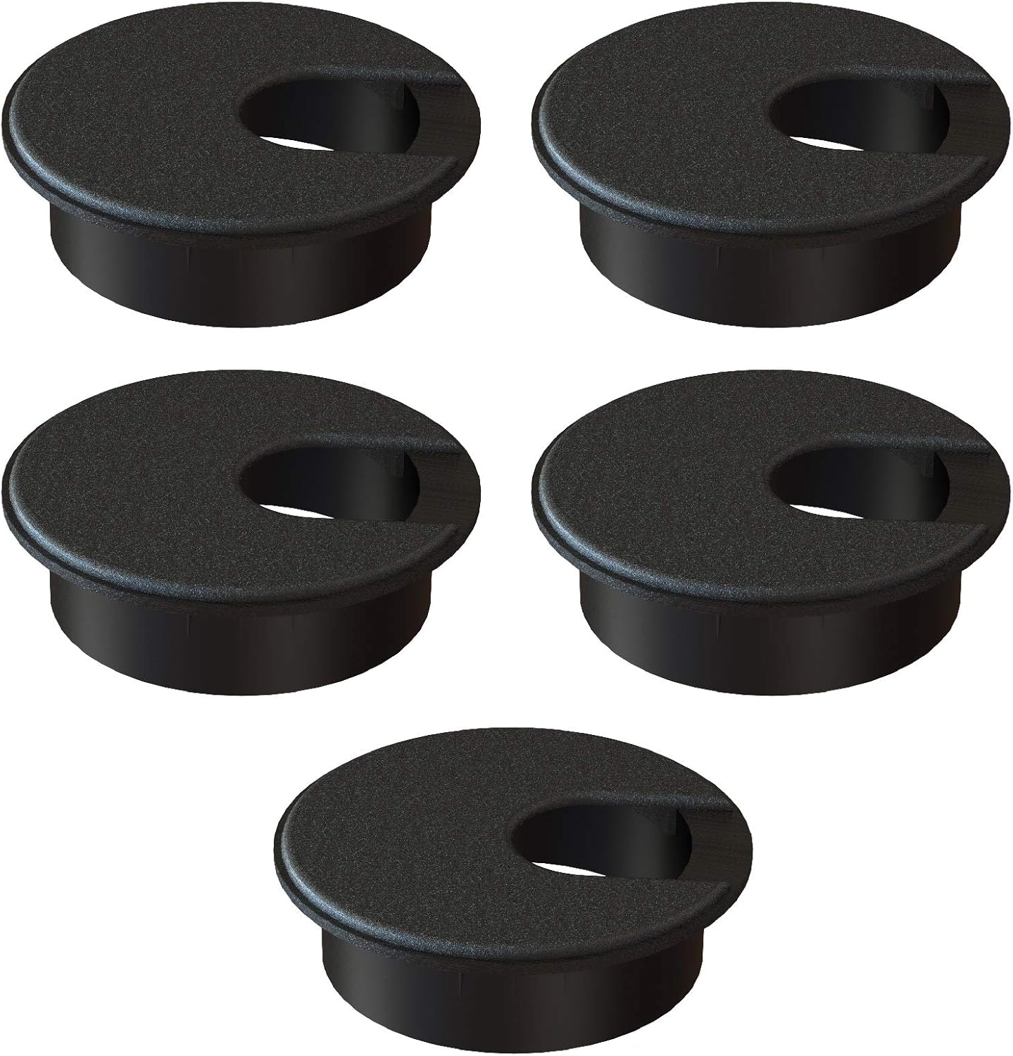 Desk Grommet 2 Inch 50 mm Pack of 5-Black ABS Plastic Cable Hole Cover to Arrange Wires & Cords Through Computer Table/Countertops