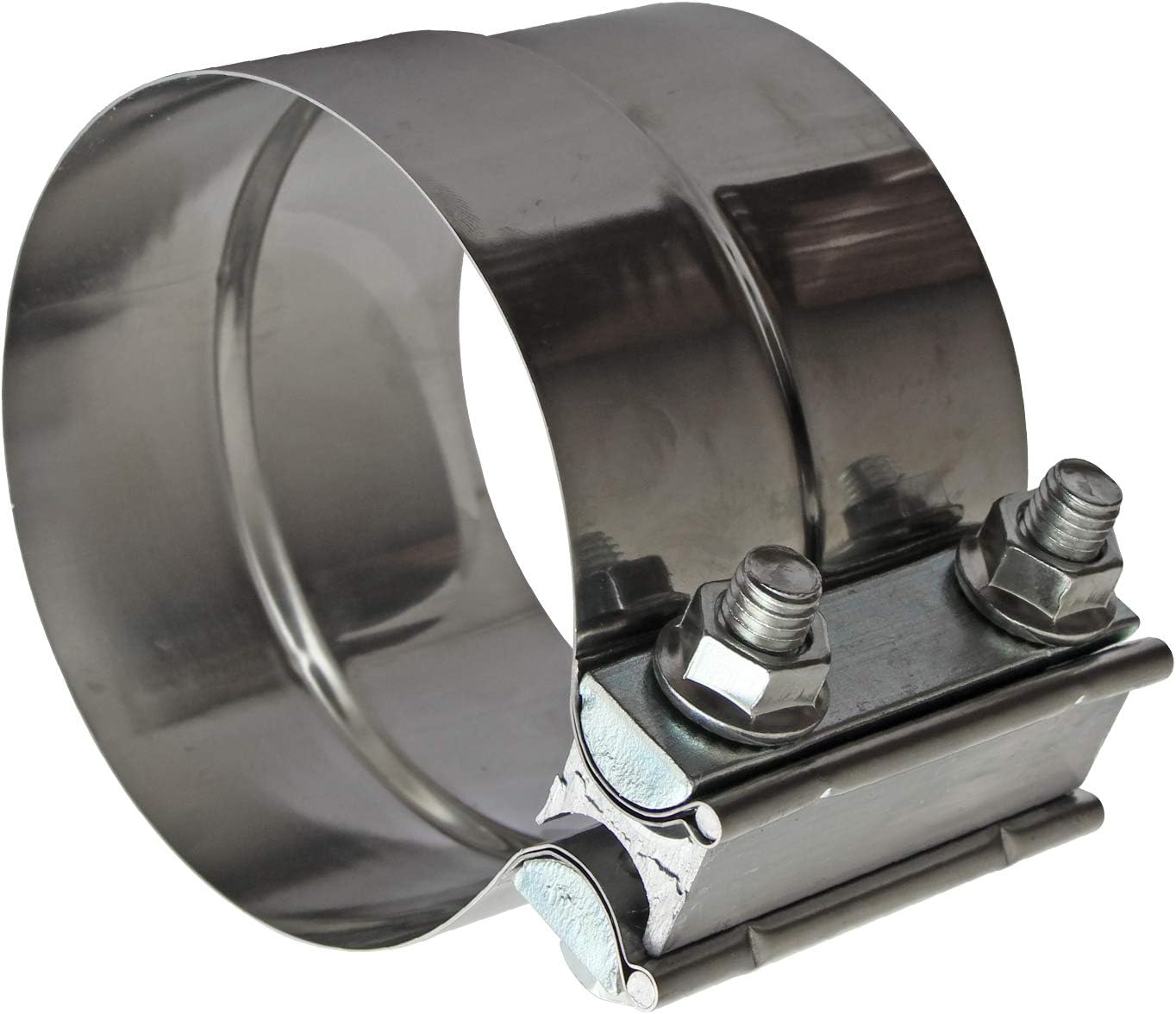 4" Lap Joint Exhaust Band Clamp - Stainless Steel With 1 Block 2Pcs For 4" Od To 4" Id Exhaust Pipe, Muffler, Elbow And Exhaust Tubing Connection 2 Pack