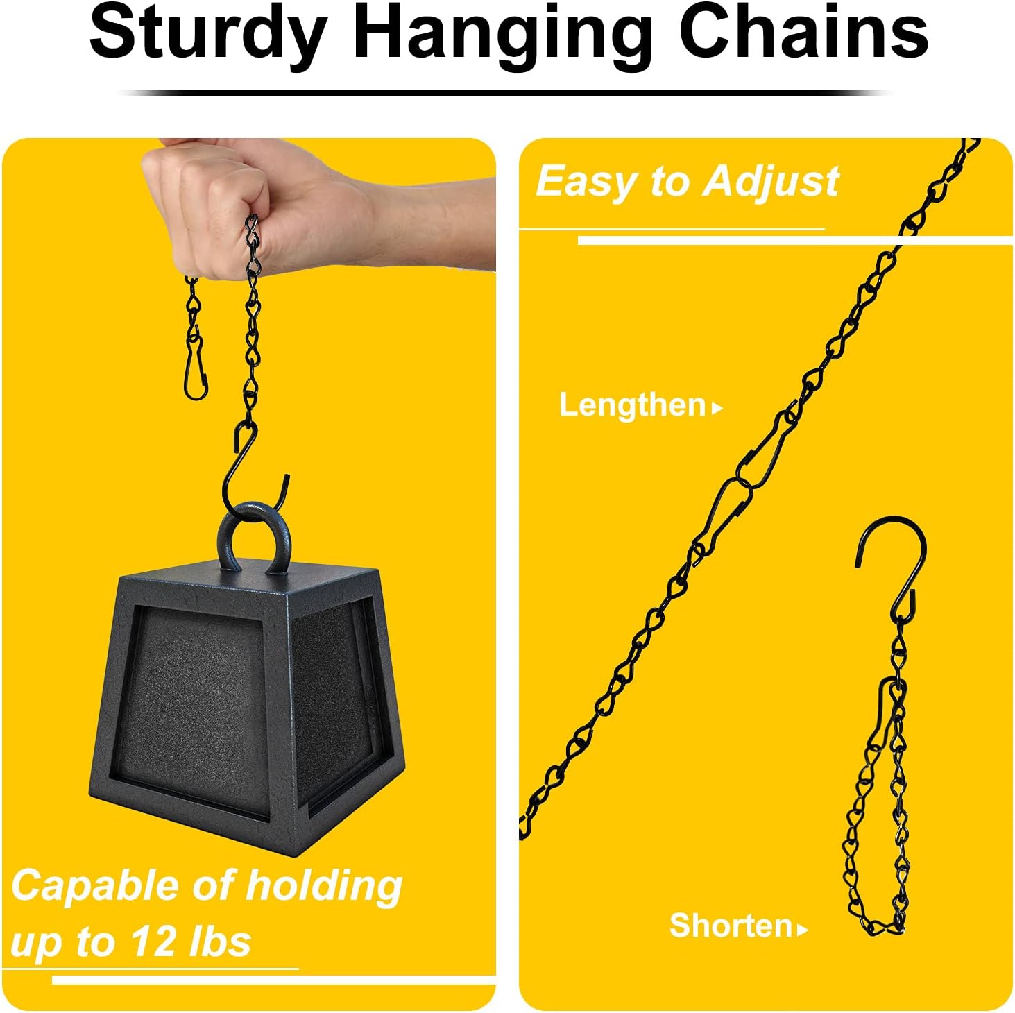 12 Pack 9.5 Inch Hanging Chain for Bird Feeders, Planters, Lanterns, Wind Chimes, Billboards, Chalkboards and Ornaments Black