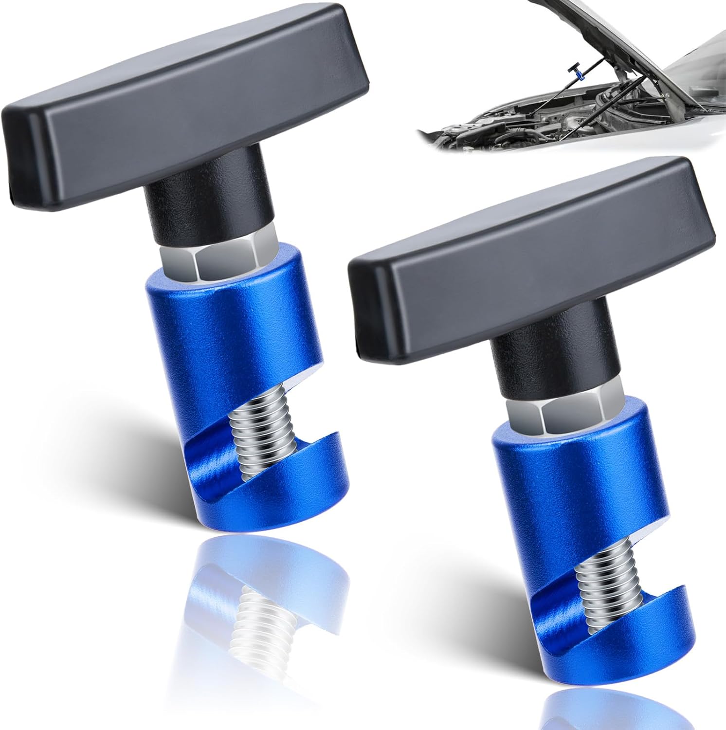 2 PCS Car Hood Prop Struts Clamp, Hood Strut Clamp, Car Lift Support Retaining Clip, 0.43 Inch Hood Lift Support Clip for Car, Automotive Tools for Tailgate Hatch Car Trunk Blue