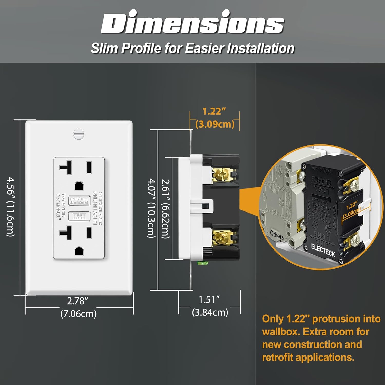 10 Pack GFCI Outlets 20 Amp, Non-Tamper Resistant, Decor GFI Receptacles with LED Indicator, Ground Fault Circuit Interrupter, Wallplate Included, ETL Listed, White