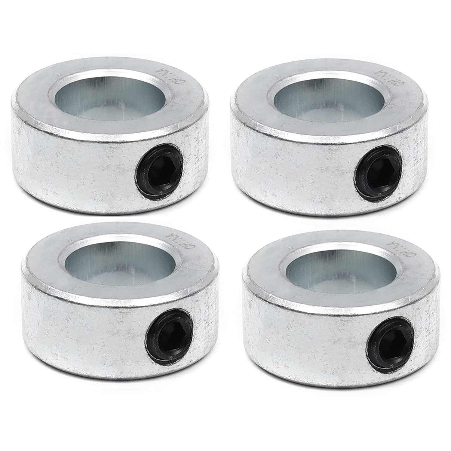 4-Pack 5/8” Bore Solid Steel Shaft Collars with Zinc Plated Coating - Durable Shaft Collars Suitable for Machinery and Industrial Use