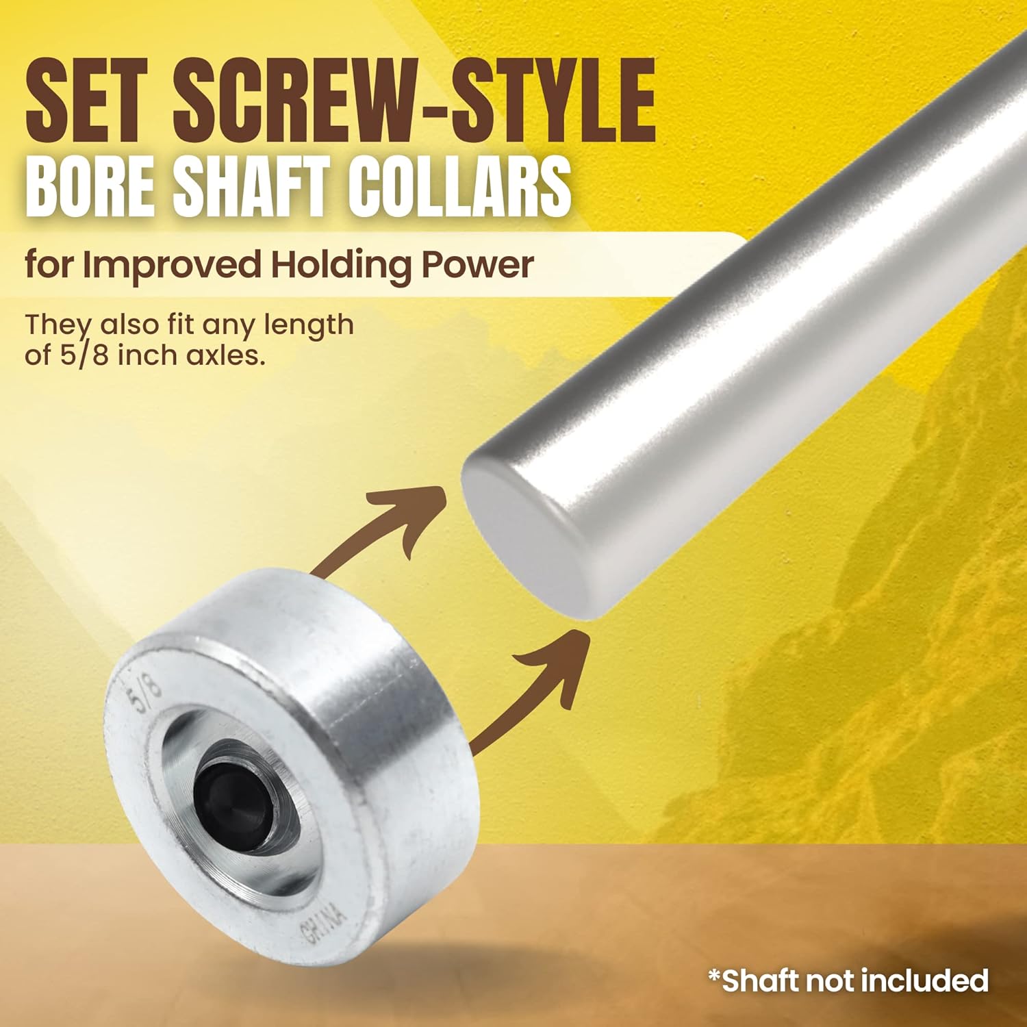 4-Pack 5/8” Bore Solid Steel Shaft Collars with Zinc Plated Coating - Durable Shaft Collars Suitable for Machinery and Industrial Use