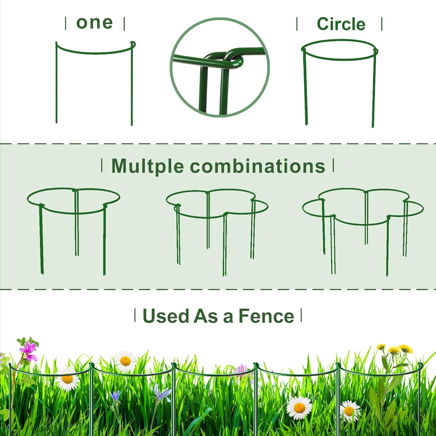 6 Pack Plant Support Plant Stakes, Metal Peony Support, Garden Plant Supports, Plant Cage, Plant Support Ring, Plant Support Stakes for Peony, Tomato, Hydrangea, Indoor Plants, 9.8 W x 15.7 H