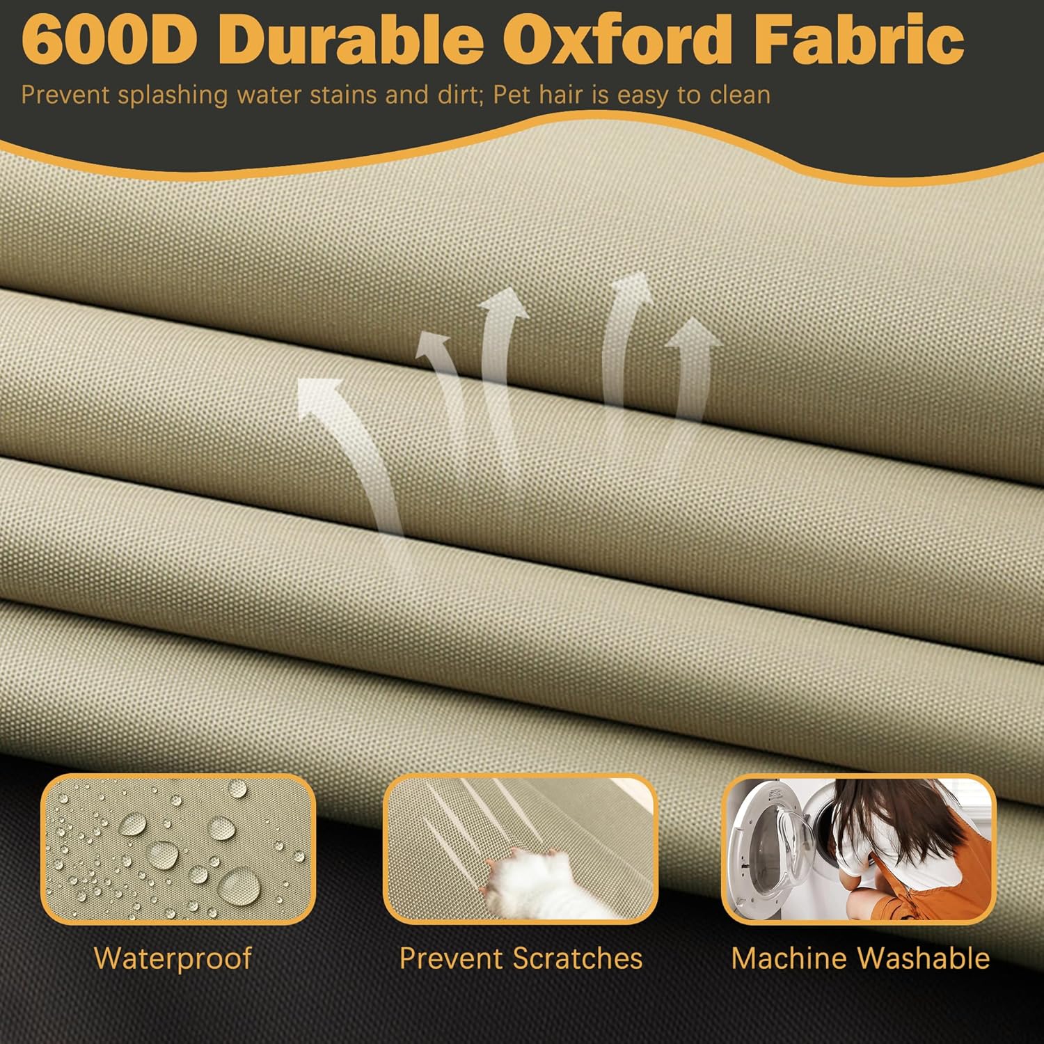 Patio Cushion Covers 24x24 Waterproof Outdoor Cushion Covers for Patio Furniture 4Pack Patio Cushion Slicovers Replacement Outdoor Seat Cushion Slip Cover for Wicker Chair, Tan