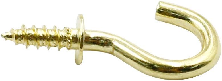 100 Pcs 1/2" Ceiling Cups Hooks Screw Hooks Ceiling Cup Hooks Self-Tapping Screws Hooks Gold