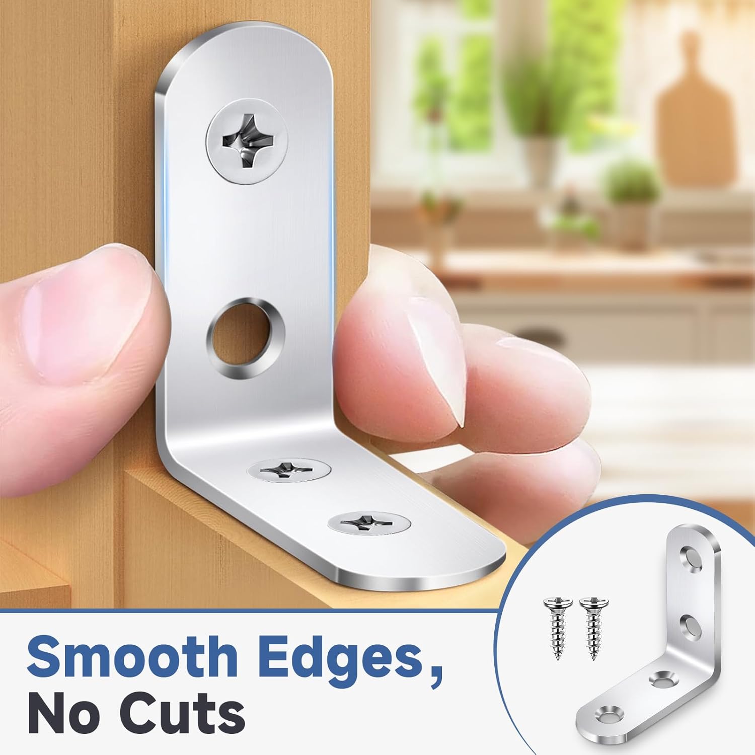 20PCS L Bracket Corner Brace Sets, Stainless Steel L Brackets for Wood Shelves, 90 Degree Right Angle Bracket with 80 Screws, Metal Corner Brackets for Furniture Cabinet Drawer Chair 1.57x1.57 in