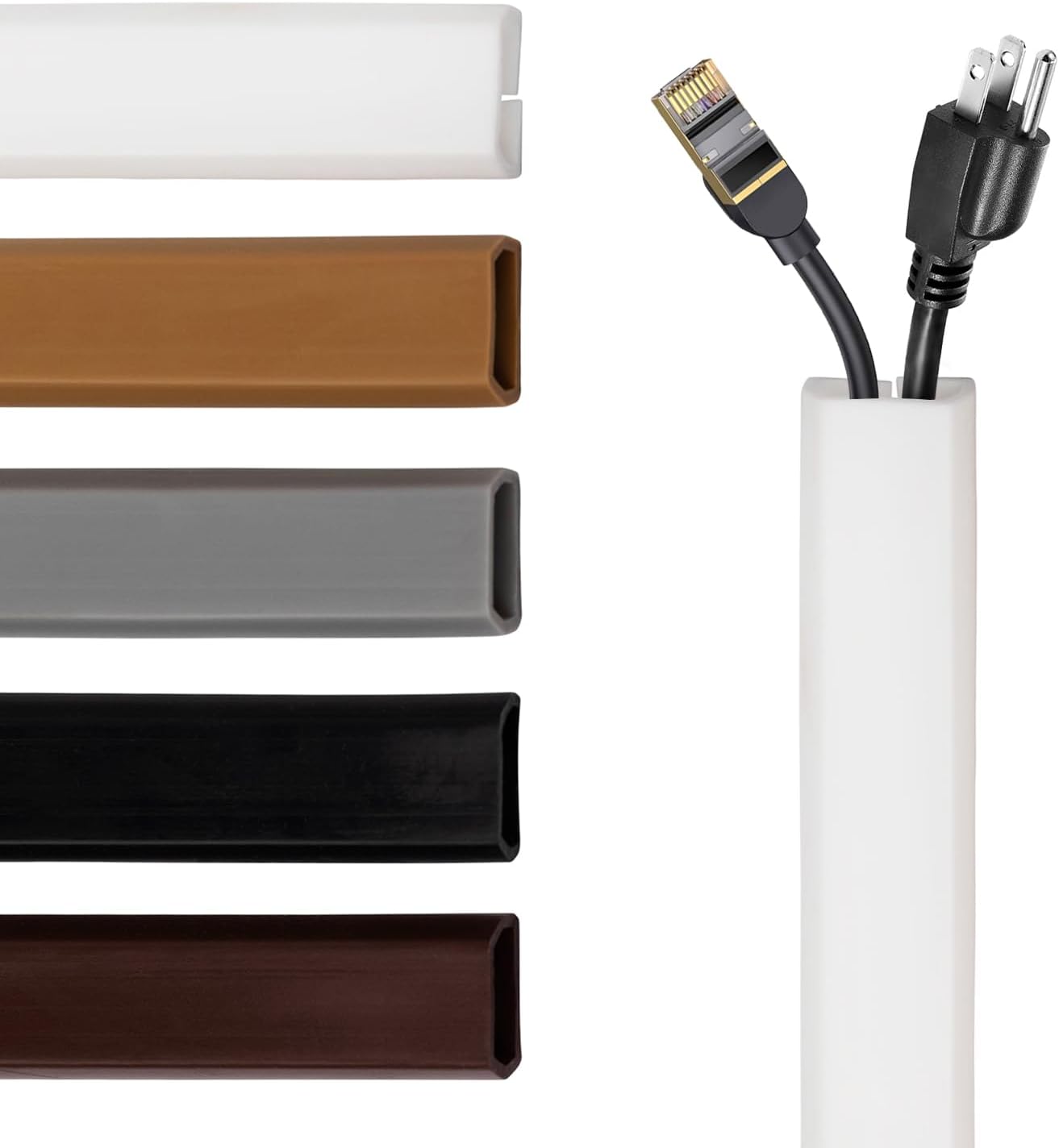 TV Cord Hider – Flexible Wall Cord Cover Low Profile Silicone Cable Raceway Self Adhesive Cut to Size Design for Hiding Wires on Wall Clean Home Setup Cable Concealment, White, 6 Feet