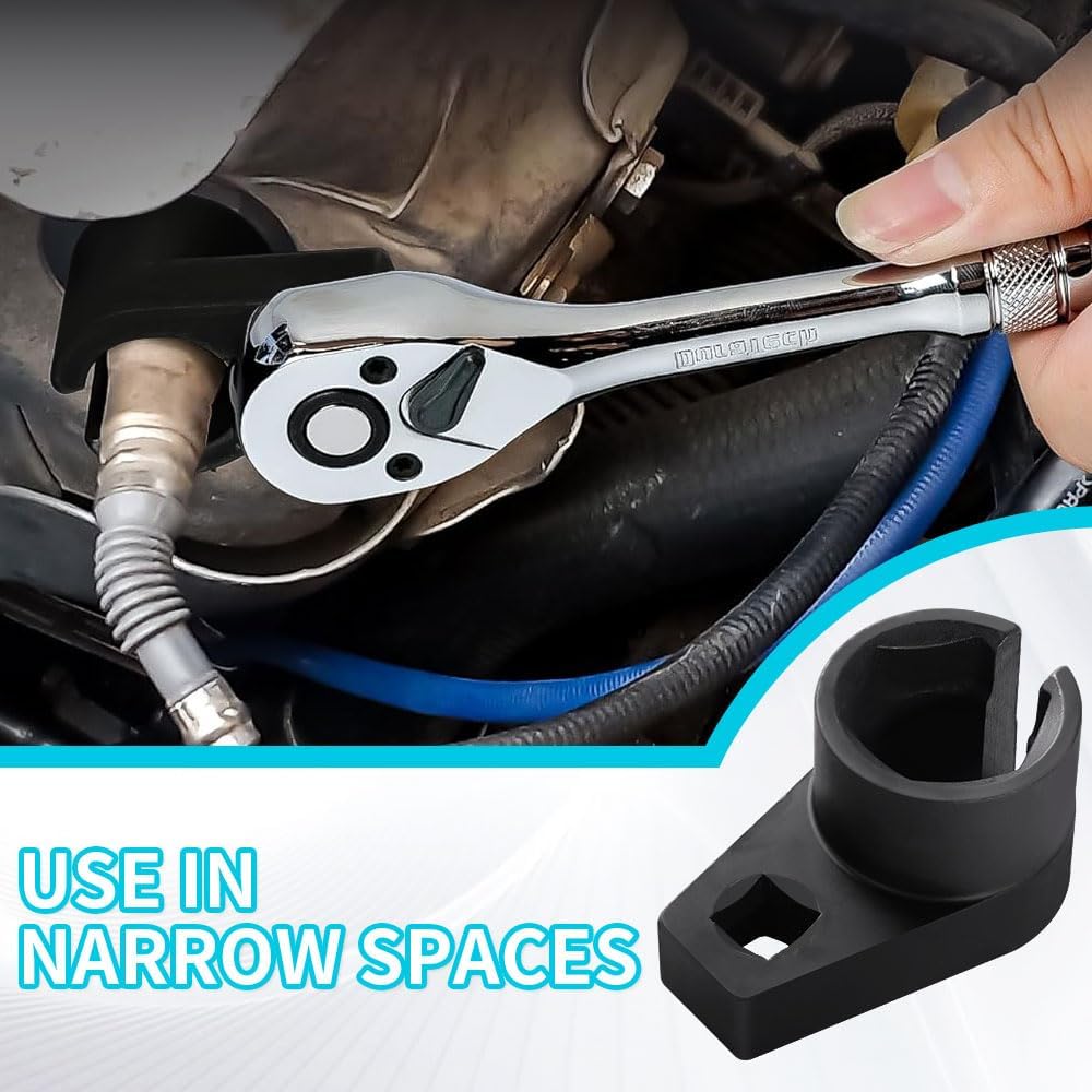 Offset O2 Sensor Socket, 7/8-Inch 22mm with 3/8-Inch Drive, Universal Fit for Vehicle Oxygen Sensor Removal
