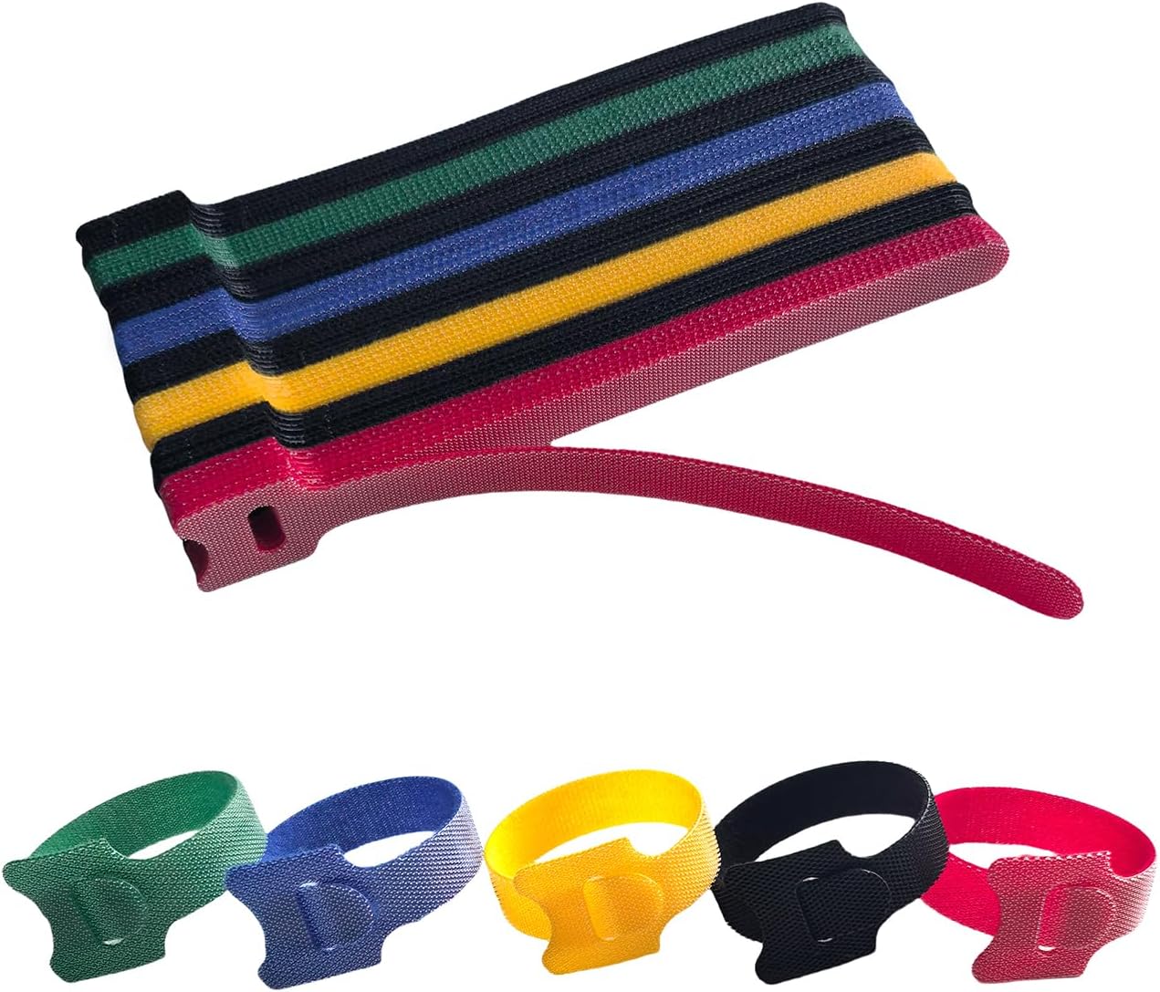 6 Inches Multi-Colour Reusable Cable Ties Cord Straps Multi-Purpose Wire Ties Cord Wrap Hook and Loop Organizer Cable Management,Adjustable Cord Ties for Organizing Home,Office,Data Centers,80 PCS