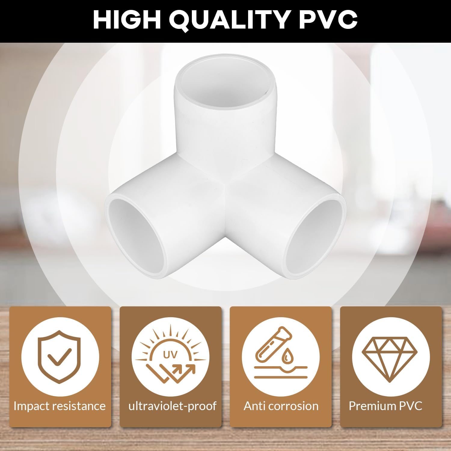 12-Pack 3 Way PVC Fittings 3/4 Inch, Furniture Grade PVC Pipe Connector Elbow for All DIY Structure and Frames, SCH40 Pipe Tee Corner Fitting