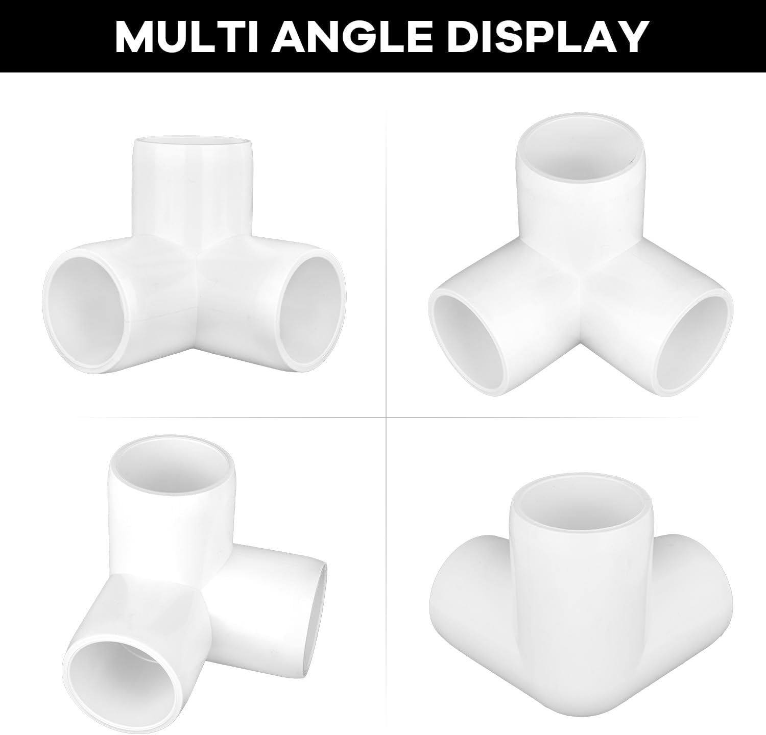 12-Pack 3 Way PVC Fittings 3/4 Inch, Furniture Grade PVC Pipe Connector Elbow for All DIY Structure and Frames, SCH40 Pipe Tee Corner Fitting